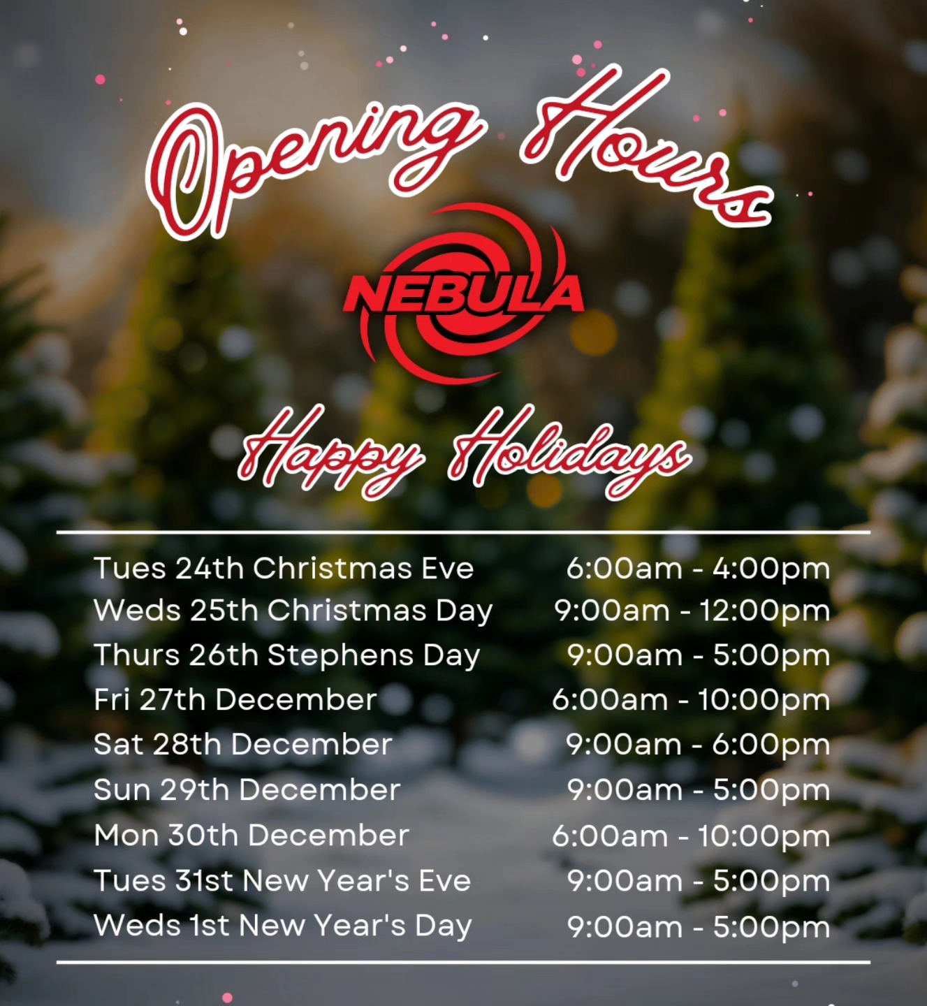 🎄 Christmas Hours 🎄
The holidays are here, but that doesn’t mean your training has to stop! Check out our Christmas opening hours in the post and plan your sessions to stay on track through the festive season.
Don’t forget: On Christmas Day (9 AM - 12 PM), we’re hosting a special fundraiser for the Jack and Jill Foundation, supporting families in need. It’s a chance to give back while staying active this holiday season.
We look forward to seeing you in the gym!