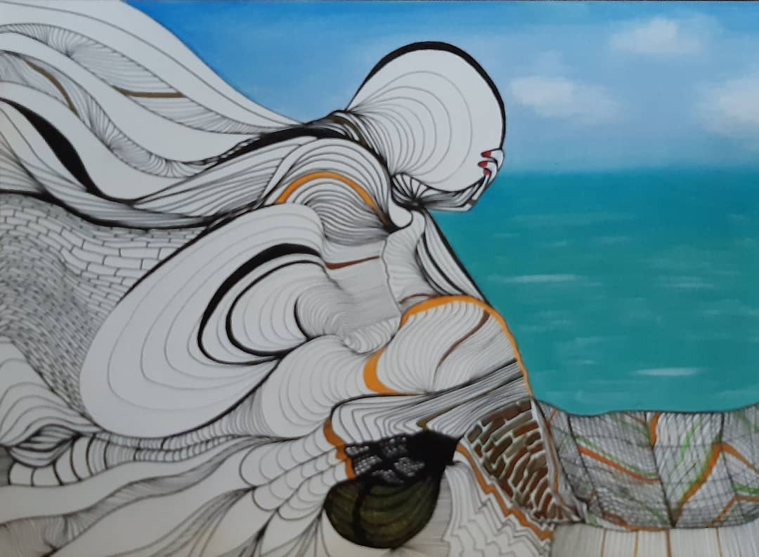 New Abstract......I can see.....black ink and coloured pencils..... #artist #artwork #abstract