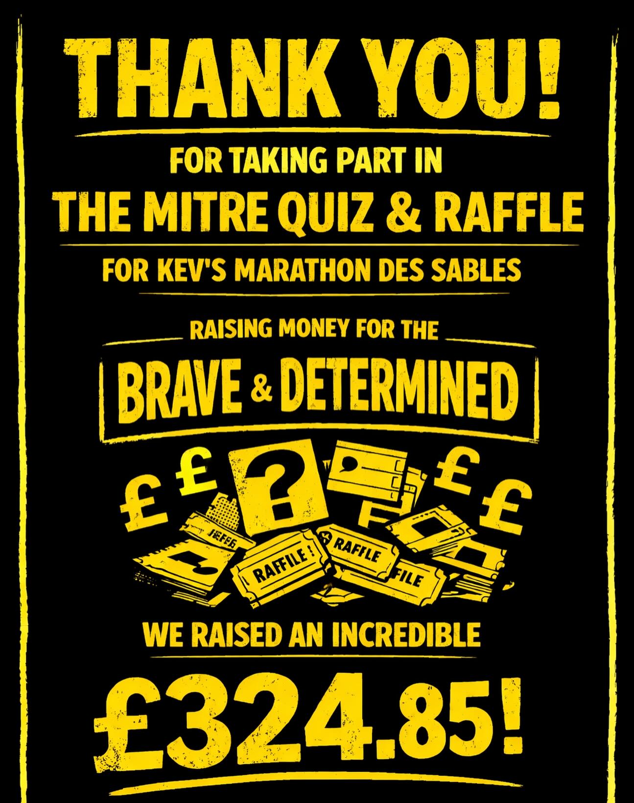 A huge thank you to everyone involved in organising and taking part in the the @themitre_shaftesbury quiz and raffle last night. What an amazing sum of money added to Kev’s MDS pot!
Extra special thanks to quizmaster @pmerefield , super organiser @cszmz47, and the man himself @k_matthews2003
More info on the Kev’s challenge can be found here @matt_runs_mds
#charity #quiz #fundraising #mds #mentalhealth