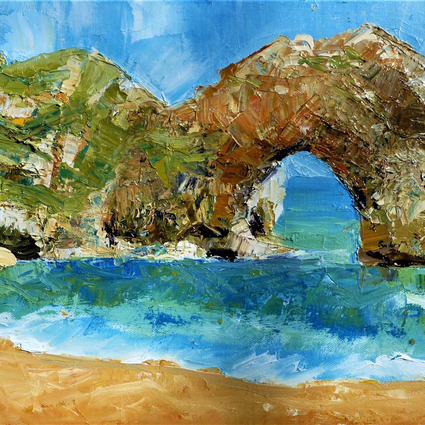 Durdle Door, Dorset
Oil on canvas
Come and see more affordable art featuring four local arts @galleryno30 Hampshire Open Studios exhibition.
"Durdle Door" I painted this the iconic stone arch using a palette knife. It was formed by the eroding of the Portland limestone approximately 10,000 years ago. The Arch makes up part of the Jurassic Coast World Heritage Site.
#Dorset #dorsetcoast #jurassicworld #petersfieldartsandcrafts #artistsoninstagram #petersfield #womenartists #hampshireartist #hampshireopenstudios2022 #galleryno30 #oilpainting #oiloncanvaspainting #sea #dorsetcoast #southwestcoastpath #southwestcoastpath #christianart #creationart