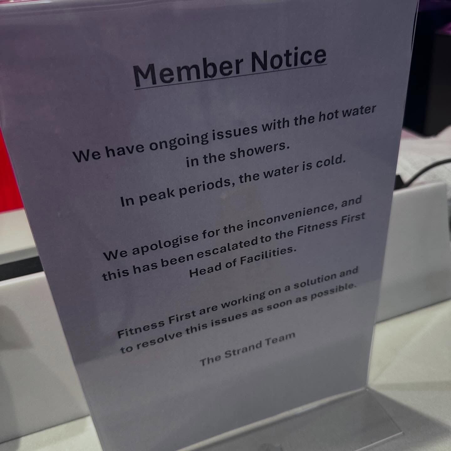 Come on @fitnessfirst_uk_official it's been almost three weeks of cold or tepid water, what's the hold up?