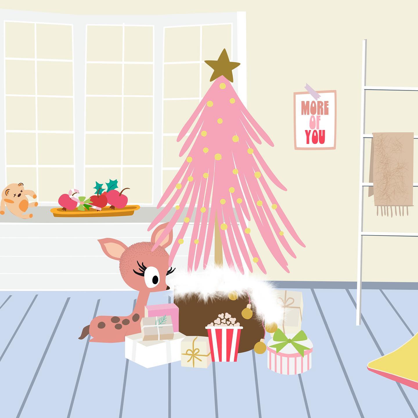 Fanny das Rehlein hat schon mal den Baum aufgeputzt. Wie ist es bei dir? Gibt es den Baum erst mit spannender Enthüllung am 24ten oder schon im Advent?
.
#lolabrennt #wild #love #illustration #christmastree #mehrfarbeimleben #artthatmakesyouhappy