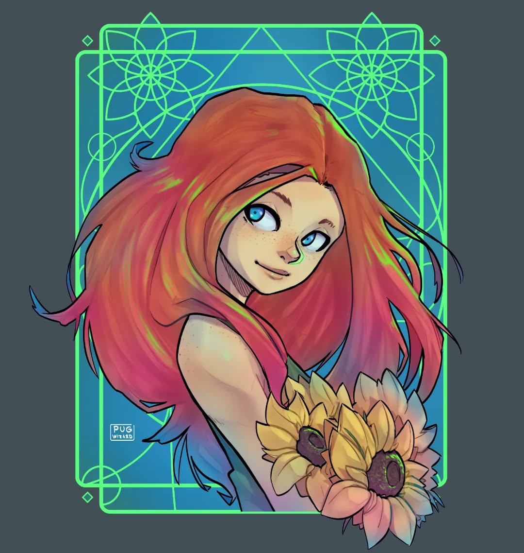 ¡Es cumpleaños de Circe!
Circe es la chica de la primavera, los girasoles son sus flores favoritaas, pero le gusta todo sobre la naturaleza.
Agradezco nuevamente a @pug_wizard_art por el diseño, me gusta que toma todos los detalles del personaje para reflejarlos en la ilustración.
¿A poco no quedó bellísima?
#SeleneEscritora #LabiosDeCristal #Circe #escritoresdeinstagram #primavera