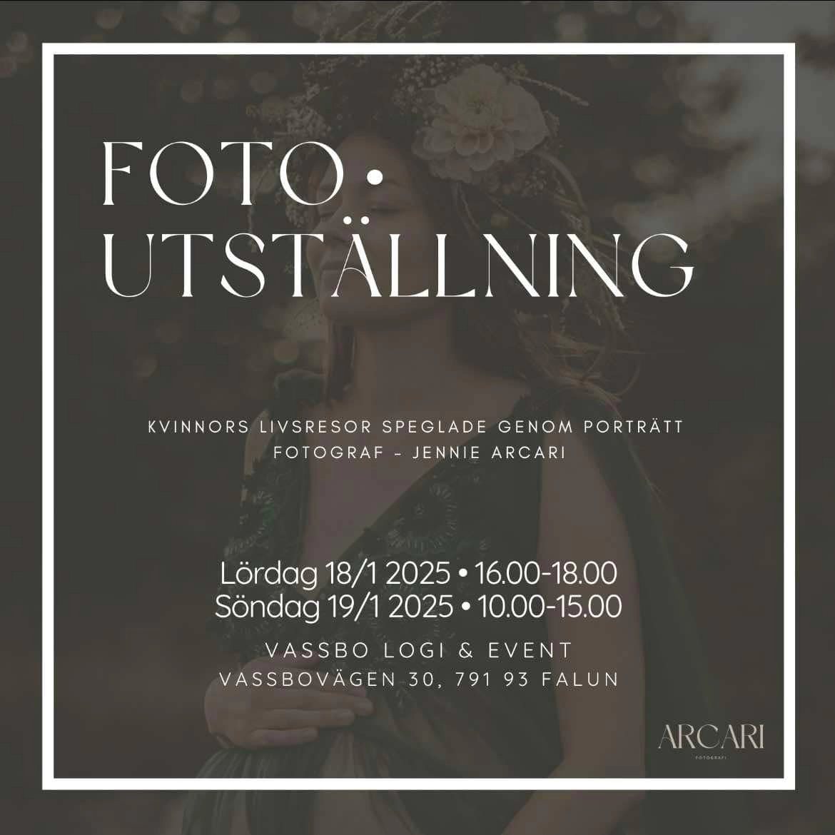 🤍 FOTOUTSTÄLLNING 📸
Esmeralda Konstklubb @esmeralda.konstklubb har tillsammans med fotografen Jennie Arcari @arcarifotografi skapat en fotoutställning hos oss på Vassbo!
Genom porträtt har Jennie speglat kvinnors olika livsresor - som vi nu får ta del av 🤍
När: Lördag 18/1 kl 16.00-18.00 & Söndag 19/1 kl 10.00-15.00
Var: Vassbo Logi & Event, Kryddgården
Gratis entré.
Kommer finnas möjlighet till enkel fika ☕️
Varmt välkomna 🤍
.
.
.
#vassbologiochevent #vassbovandrarhem #konstpåvassbo #fotoutställning #fotografi #porträttfotograf #kvinnorslivsresor #fotoidalarna #konstklubb #esmeraldakonstklubb #konstidalarna #stfturist #visitdalarna