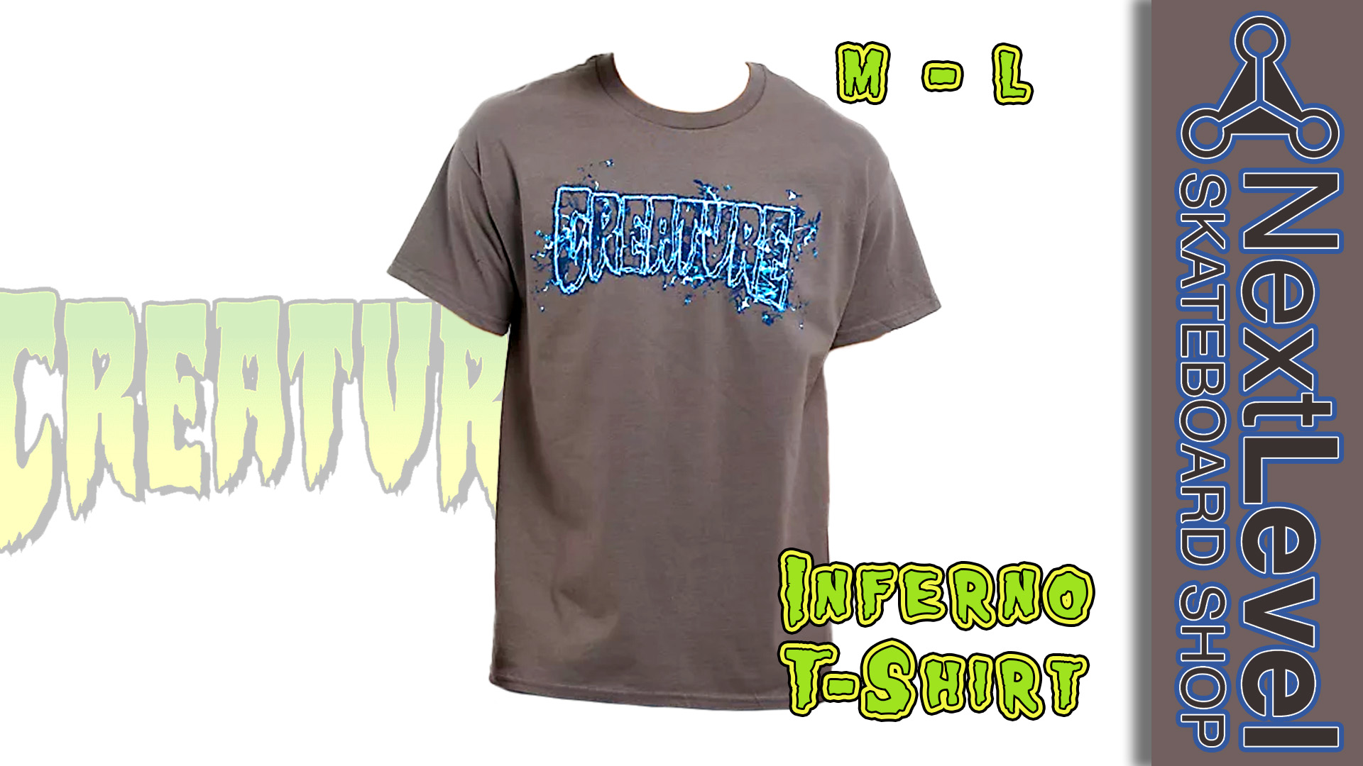 Creature Skateboards presents the Inferno t-shirt in a "charcoal" grey colorway. Outline branding on the chest is printed in a blue flame font for an alternative, eye-catching look. A printed neck label and 100% cotton construction ensure a comfortable feel.
Available Next Level Skateboard Shop
@creaturefiends
@nextlevel_skateboards