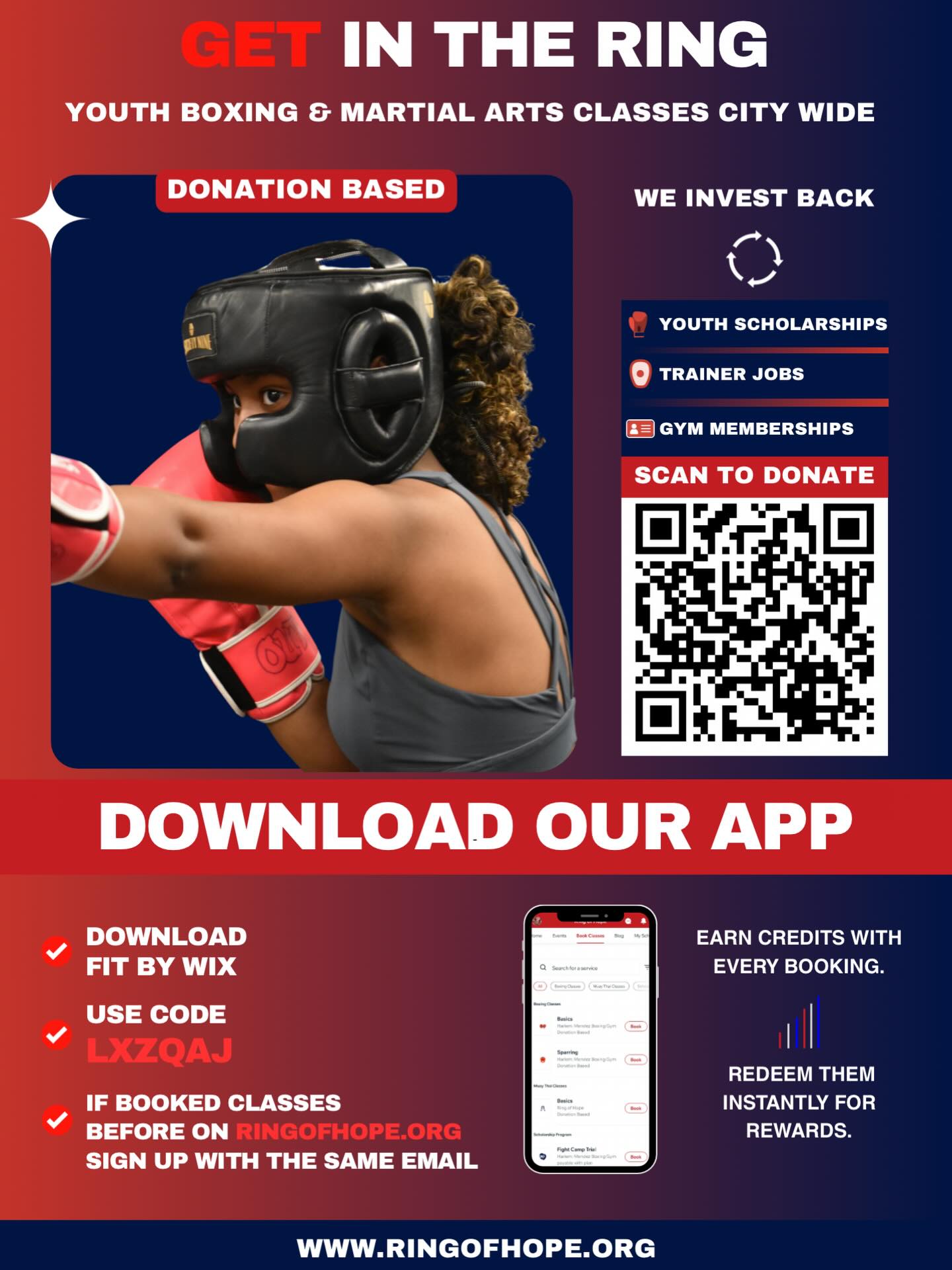 Download our app to book training sessions, earn points for milestones, and stay connected 🥊