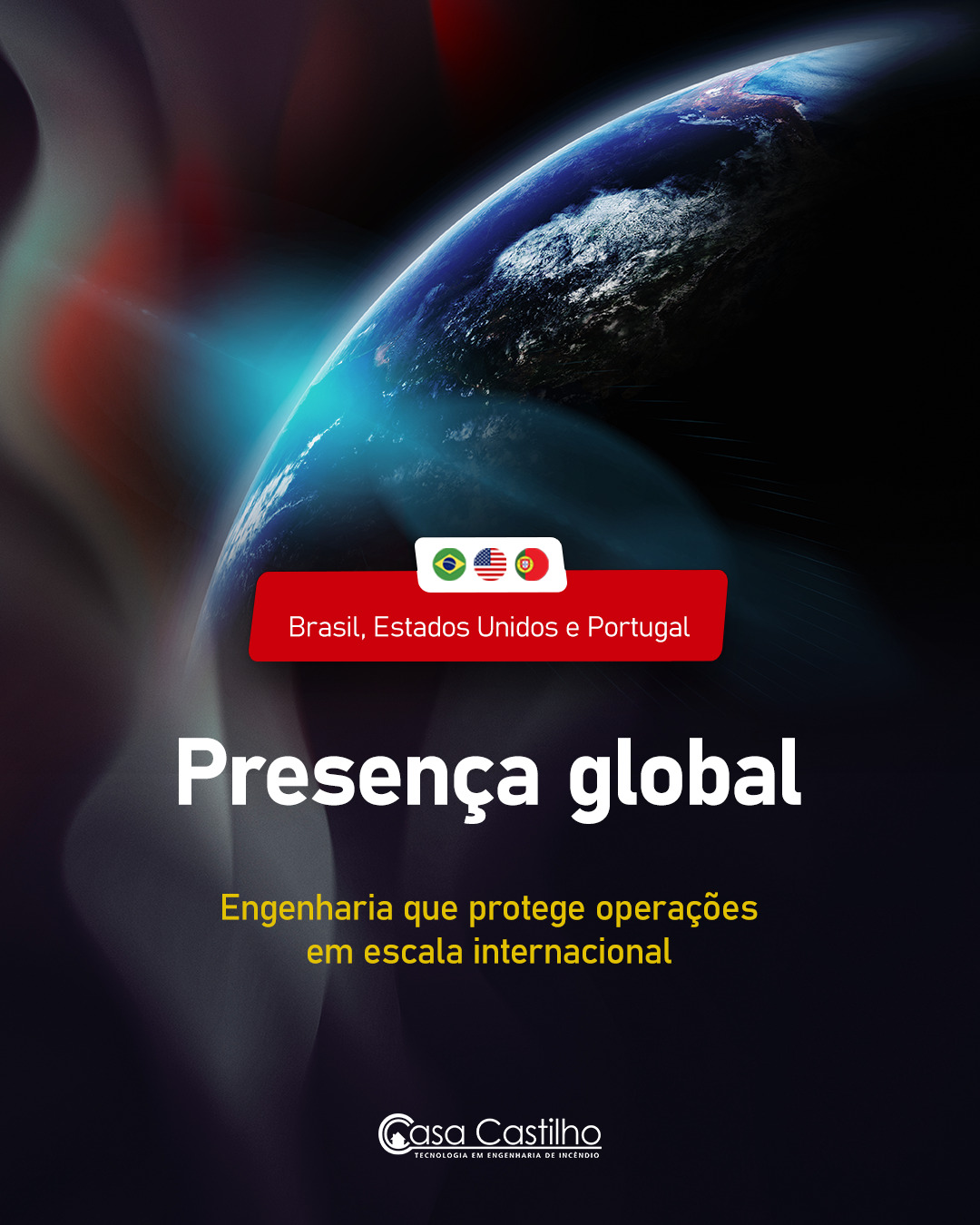 A segurança contra incêndio não pode ser limitada por fronteiras. Operações modernas, cadeias globais e padrões internacionais exigem engenharia capaz de atuar com o mesmo nível de excelência em qualquer lugar.
A Casa Castilho nasceu no Brasil, consolidou-se nacionalmente e expandiu sua atuação para os Estados Unidos e Portugal, levando ao mercado internacional o mesmo modelo que sustenta nossa reputação: engenharia própria, equipe especializada, processos padronizados e total conformidade com normas nacionais e internacionais, como a NFPA.
Essa presença global nos permite atender empresas multinacionais, indústrias exportadoras, cooperativas e grupos com unidades em diferentes países, garantindo alinhamento técnico entre legislações locais e padrões globais de segurança.
Além de executar projetos, entregamos previsibilidade, rastreabilidade e proteção real para operações que não podem parar. Onde houver a necessidade de proteger vidas, patrimônios e processos críticos, a Casa Castilho está preparada para atuar.
Fale com nossos especialistas e conheça a nossa engenharia brasileira com atuação global em segurança contra incêndios.