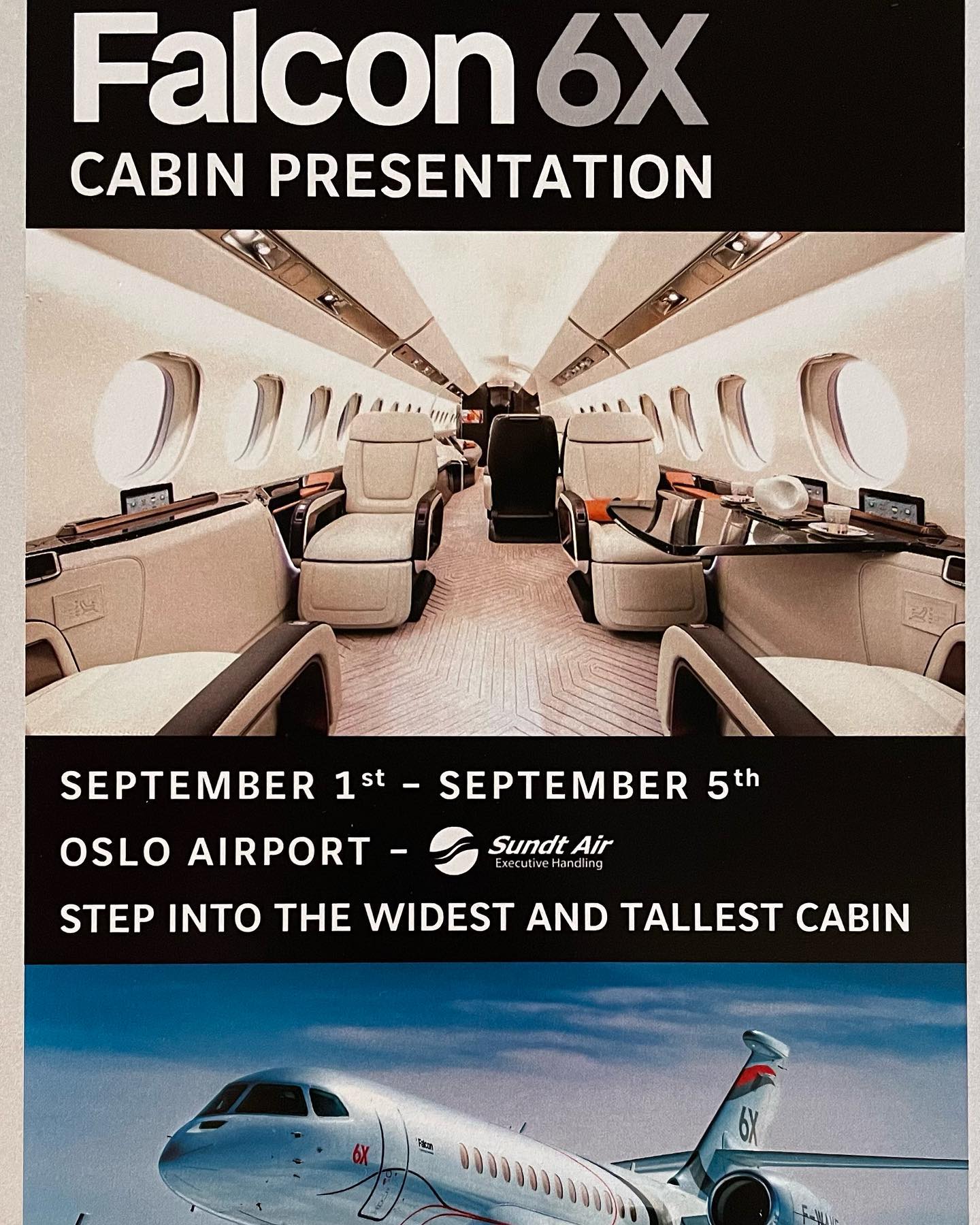 We’re starting September off with a Falcon 6 cabin presentation from Dassault at the GA terminal in Oslo, Norway. #privatejets #dassaultfalcon6x #osloairport #sundtairexecutivehandling #sundtair #dassaultaviation