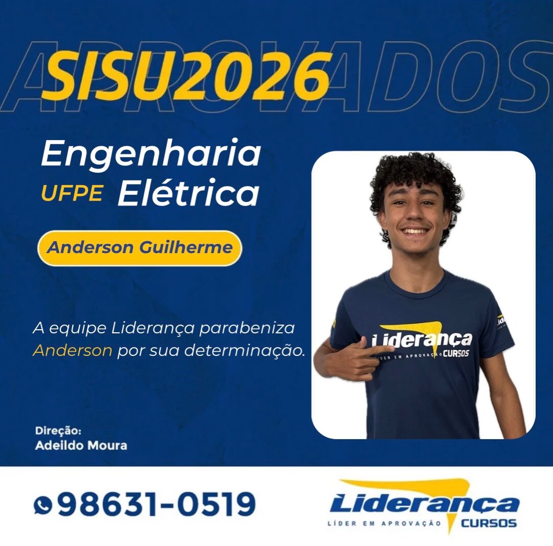 Parabéns Anderson 👏
Sua aprovação é um reflexo de todo o seu empenho e dedicação durante o ano de 2025! 🙌
Torcemos muito pelo o seu sucesso 🙏🏻
Você é um exemplo! 🫶🏻