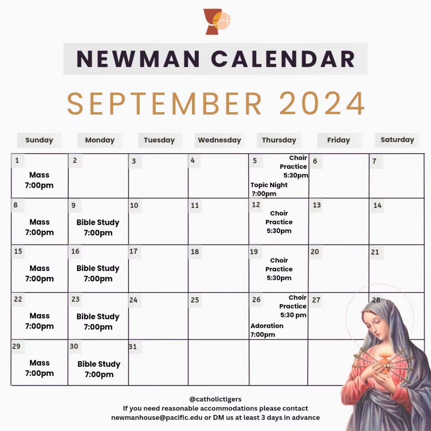 Hi everyone!
Here is our calendar of events for this coming month of September. We're excited to see everyone there 🙏🏼✨️
