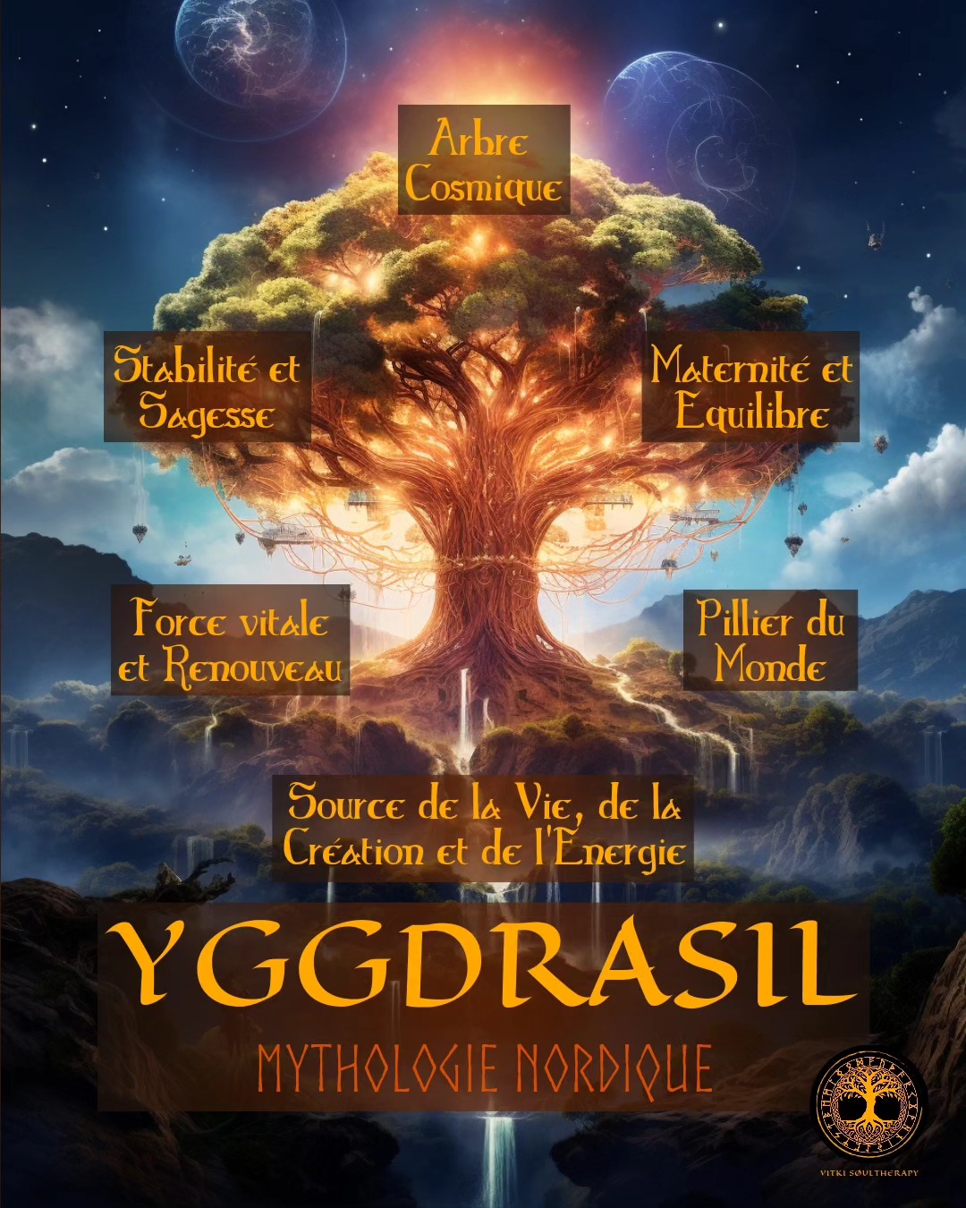 Heill cher Vitki !
Connais-tu l’Yggdrasil ?
L’Yggdrasil est un élément central de la Mythologie Nordique.
C’est le nom donné à l’arbre-monde qui est un frêne géant qui relie les neufs mondes de l’Univers, chacun occupant une position distincte sur ses branches et ses racines.
Il est l’axe du cosmos nordique qui relie le monde des Dieux, le monde des Vivants et le monde des Morts.
Odin, le Père de Tout, blessé par sa propre lance, s’est un jour pendu à l’Yggdrasil pendant neuf jours et neuf nuits en guise de sacrifice pour accéder au savoir caché de l’arbre cosmique.
Durant cette période, il est entré en transe et à la suite de ce rituel initiatique, Odin acquit le savoir mystique des runes qui lui sont apparues.
Nous aborderons prochainement les neufs mondes qui composent l’Yggdrasil, les différents animaux qui le peuplent, ses trois racines ainsi que les différentes sources qui en découlent.
Si toi aussi la mythologie nordique te passionne, n’hésite pas à me le faire savoir en commentaires !
#communaute #connexionspirituelle #mythologienordique #vikinglegends #norsewarrior #norsegod #norsemen #norserunes #vikinghistory #énergie #norsegods #norseman #spiritualite #symbole #vikingbeard #vikinglife #norse #norsemythology #yggdrasil #yggdrasill