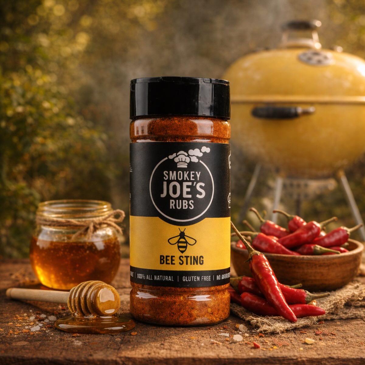 Smokey Joe’s Bee Sting is all about that sweet heat balance.
Honey up front. Chilli warmth that hangs around but doesn’t wreck the food.
It’s good on chicken, pork, prawns and veg.
Sprinkle it on before the grill or mix it into butter or oil and brush it on as you cook.
No fillers.
No nasties.
Just proper flavour.
If you like a bit of heat with your sweetness, this one’s worth a crack.