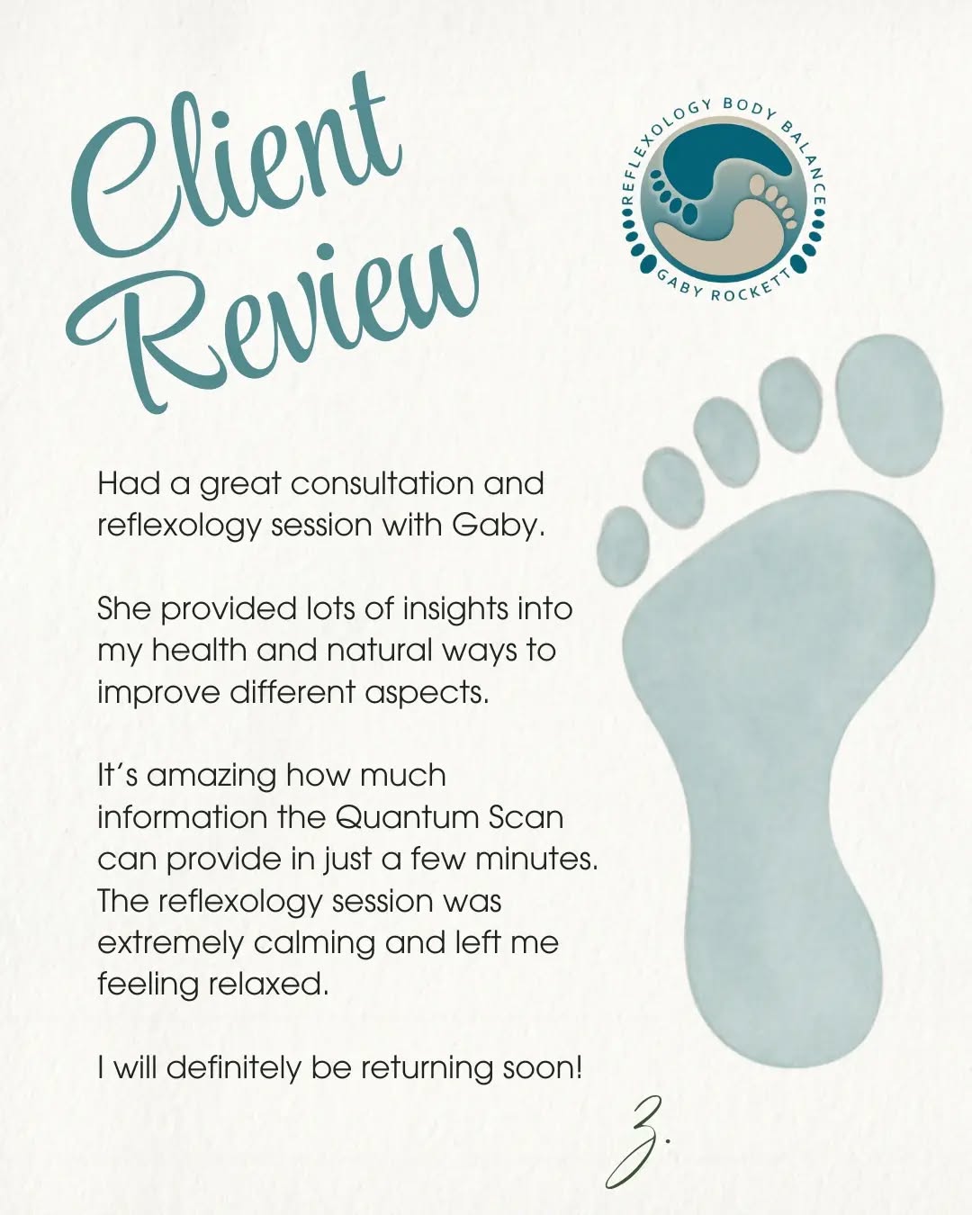 A calm body. A clearer mind. Reflexology with Gaby is more than a treatment โ itโs a moment to reconnect, rebalance, and restore.
Every session offers insight, every touch brings ease.
Book your session and feel the shift.
www.reflexologybodybalance.co.za
#ReflexologyBodyBalance #NaturalHealing #QuantumScan #HolisticWellness