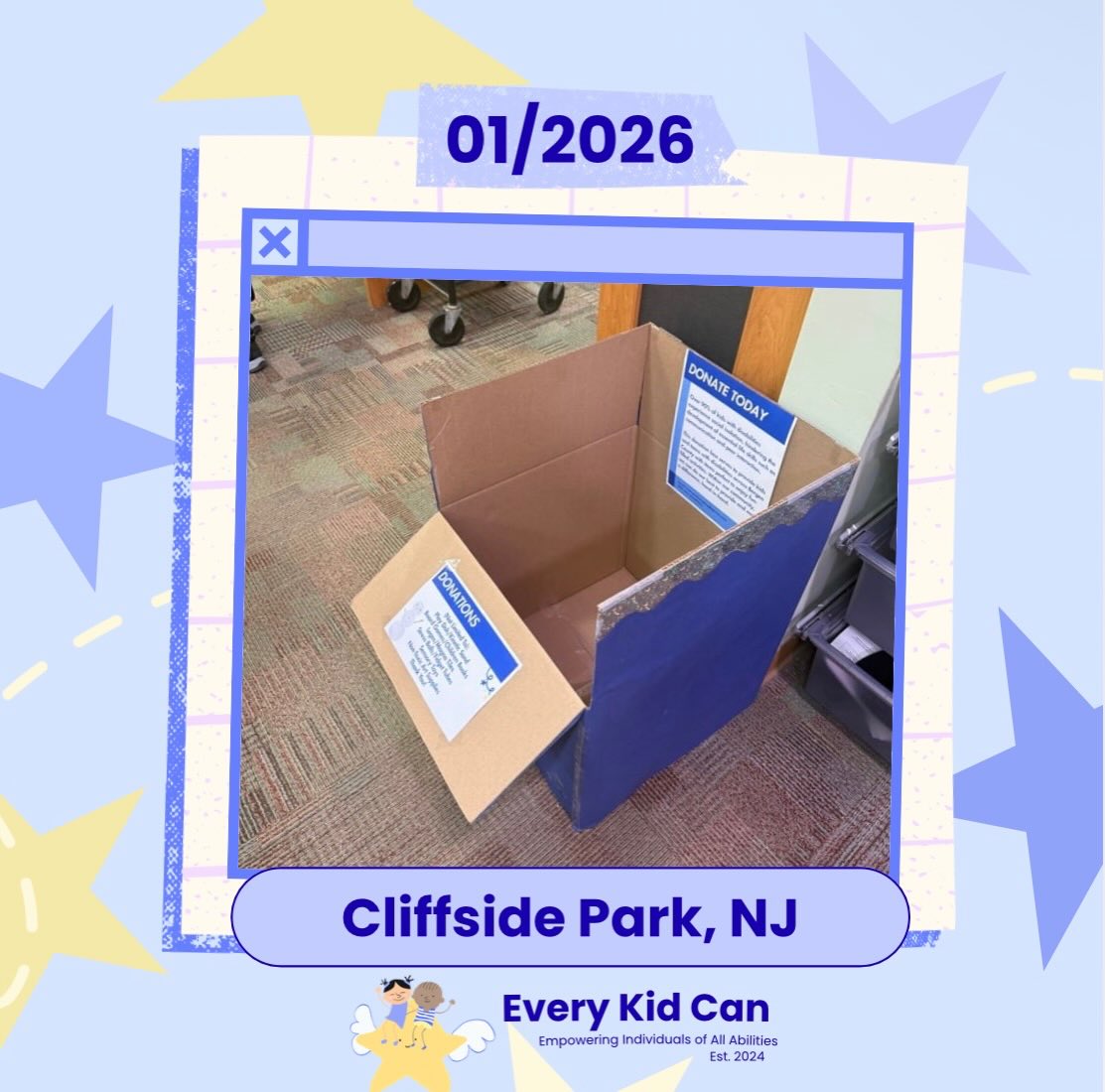 Every Kid Can placed our eleventh donation box at the Cliffside Park Free Public Library in Cliffside Park, NJ during the month of January 2025.
Every donation helps bring joy and inclusion to our community, so thank you to all who supported through donating.
Thank you for supporting our mission!
#donationboxes #libraries #disabilityawareness #everykidcan #neurodiversity