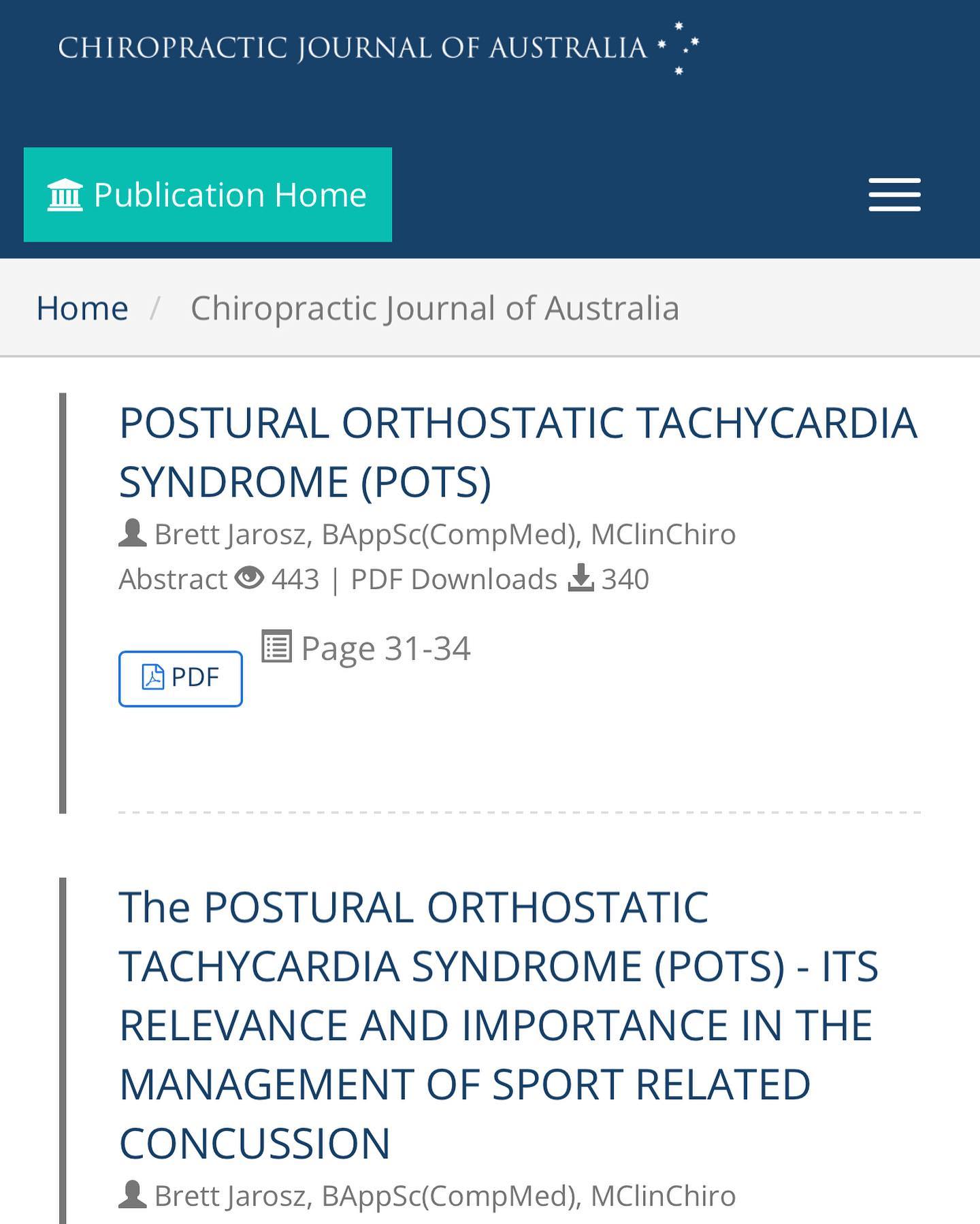 Following on from his recent editorial publication, @brettjarosz recently had a case series published regarding the importance and relevance of POTS, in the management of sport related concussion. For those interested, a link to the article can be found here: http://www.cjaonline.com.au/index.php/cja/article/view/279
#POTS #posturalorthostatictachycardiasyndrome #concussion #sportrelatedconcussion #dysautonomia #autonomicdysfunction #concussionmanagement #concussiontreatment #cjaonline