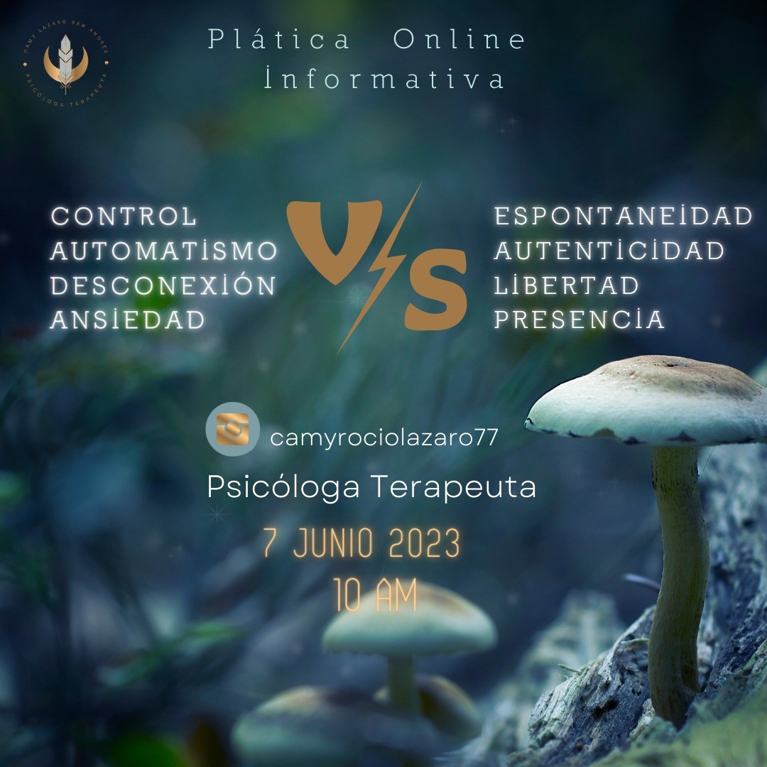 ¿Te consideras controlador/a en algún aspecto de tu vida?
¿Qué impacto tiene esto en tí?
¿Cómo sería poder acceder a tu centro creativo y espontaneidad de una forma íntima y guiada por tu Sabia/o Interno?
De todo esto y más hablaremos el próximo miércoles 7 de Junio. Te espero!