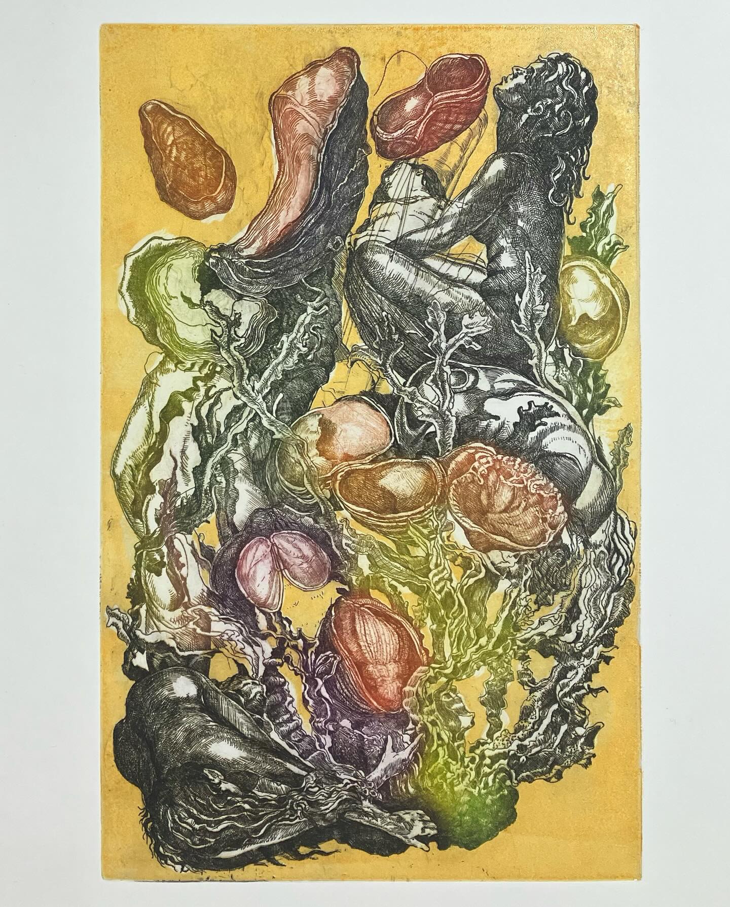 “Et Dieu créa la femme”, ets, 2026. #lifedrawing #printmaking #etching #figuredrawing #botanicalprints