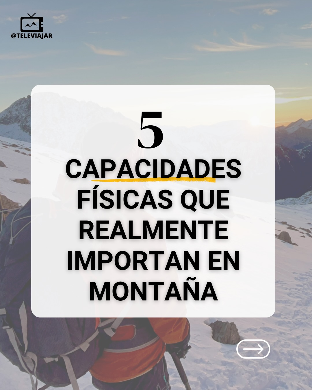 La montaña no te exige una sola capacidad.
Te exige equilibrio entre varias.
Fuerza para sostenerte cuando el terreno se complica.
Resistencia para seguir cuando el cuerpo ya va justo.
Equilibrio para moverte con control, no con prisa.
Movilidad para adaptarte a lo irregular.
Y resistencia mental para decidir bien… incluso cuando estás cansado.
No falla una sola cosa.
Falla el conjunto cuando no está preparado.
Entrenar para la montaña no es hacer más.
Es estar más completo y adaptado a ese medio.
Porque cuanto más equilibradas están tus capacidades, más margen tienes para disfrutar,
adaptarte y volver a casa entero. 🏔️
#televiajar