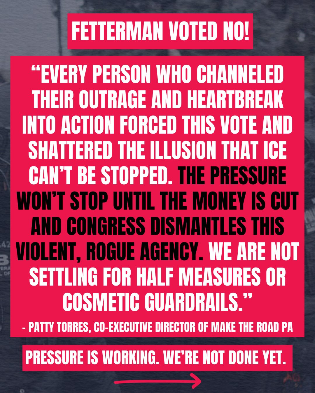 The pressure won’t stop until the money is cut and Congress dismantles ICE - a violent, rogue agency - for good.
📲 Text ICE OUT to 25463
☎️ Call (202) 224-4254