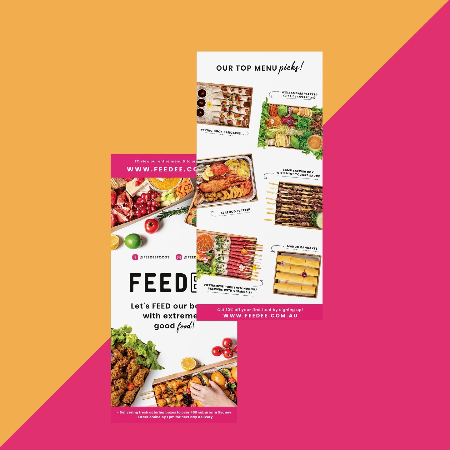 COMPANY NAME: Feedee Foods
BUSINESS: Online catering company delivering fresh food to you
BRAND CATEGORY: Food & Beverage
SERVICES: Logo Design, Brand Identity, Graphics & Digital Design
BOOK your project 👉 www.tentenstudio.au
📧: hello@tentenstudio.au
#branding #graphic #graphicdesign #designer #brandidentity #brand #logo #logodesigner #adobe #illustration #design #project #graphicdesigner #business #restaurant #food #socialmedia