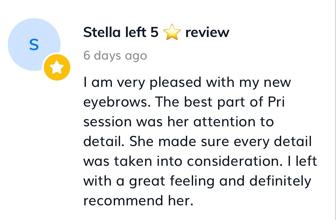 Thank you Stella for kind words and your beautiful review! #verobeachbrows #browsreview #eyebrowmicroblading