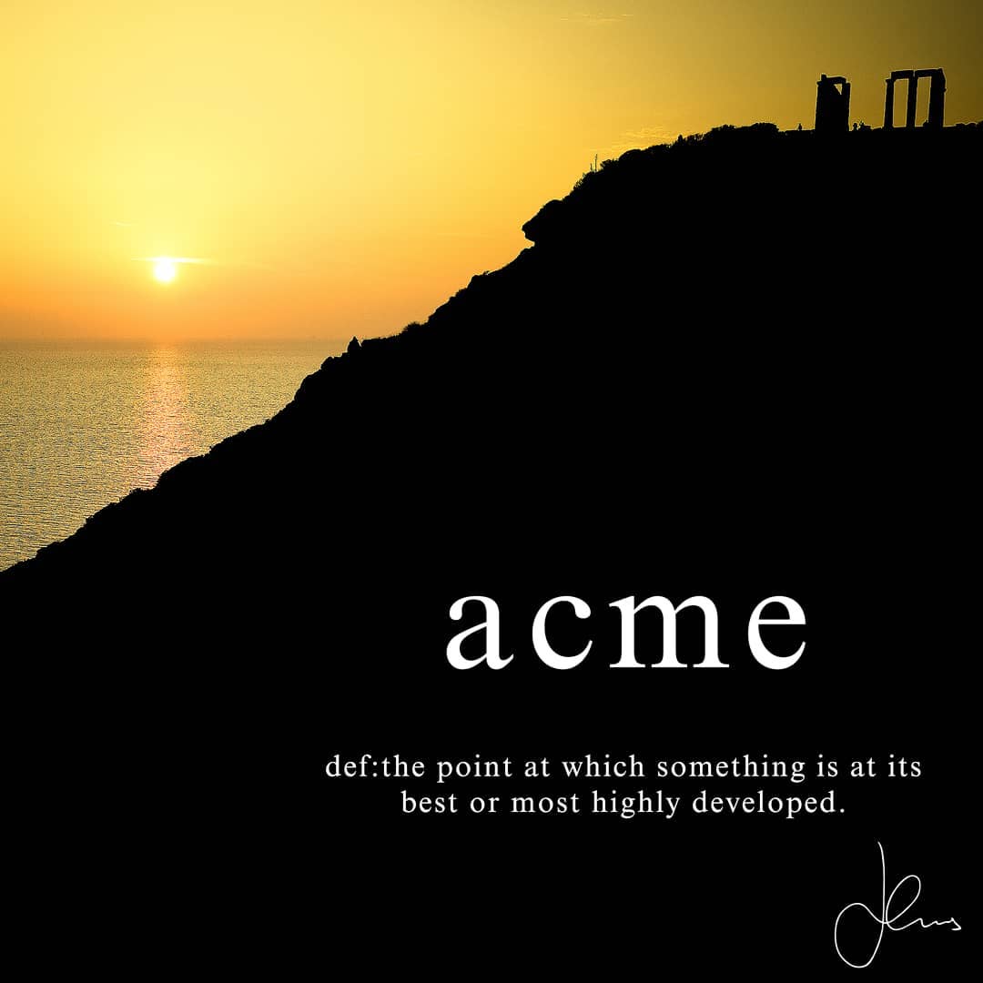 ✏️🗒️📸 So I have the feeling that a lot of you when hearing the word “ACME” instantly go back to your childhood memories and the Looney Toons! However, creating this page I would also like to take the opportunity to revisit words in the English language deriving from Ancient Greece. In ancient Greece the word was used to describe the highest point or even perfection (as in of an expression i.e an architectural expression; a temple). In fact in Greek mythology, there is even a nymph with the name. There is no doubt that the Temple of Poseidon grasps the meaning of acme in all of its magnificence! #greece #sounio #inspiration #words #definition #ancientgreece #ancientgreek
