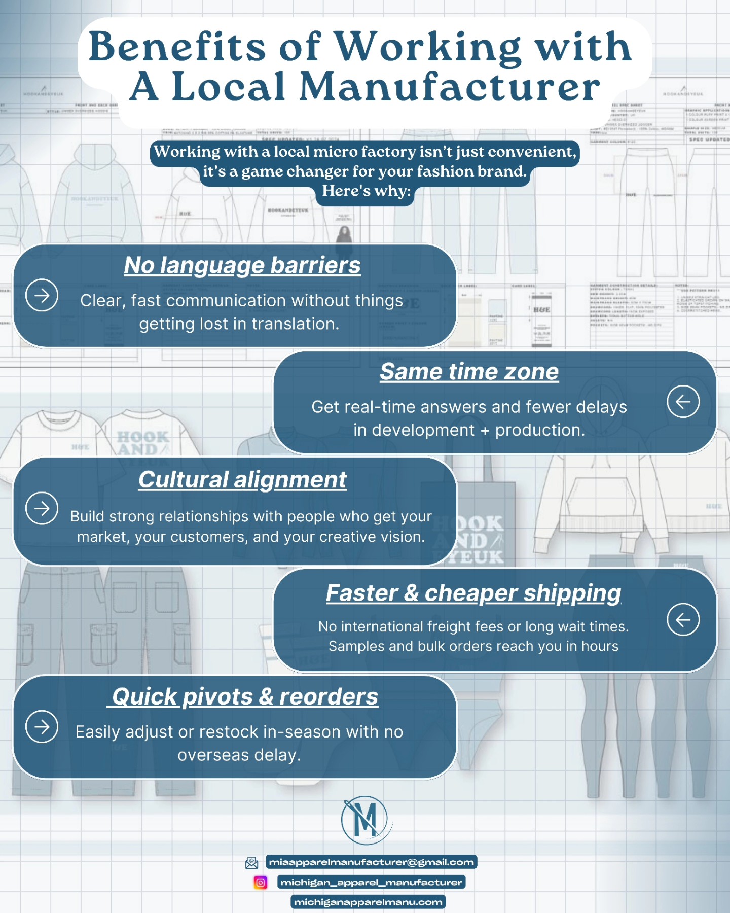 Strategic, scalable, and efficient.
Local manufacturing gives brands a competitive edge.
Are you ready to launch with ease & speed?
#MadeInUSA #MicroFactory #FashionStartup #LocalProduction #EthicalManufacturing #SmallBatchProduction #FashionDesignersOfInstagram #MadeInMichigan