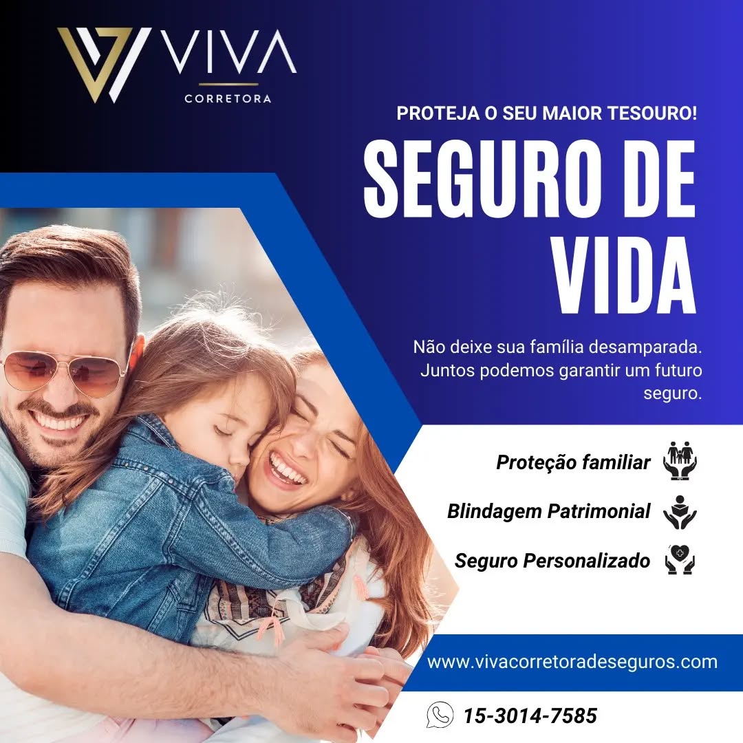 🌟 Proteja o seu maior tesouro: a sua vida e o bem-estar da sua família!
Com nossos seguros de vida, você garante um futuro seguro e tranquilo para quem mais ama.
💖 Não deixe o imprevisto tirar a estabilidade daqueles que você mais se preocupa.
Entre em contato conosco hoje mesmo e descubra como podemos personalizar um plano de seguro de vida para atender às suas necessidades específicas. #SeguroDeVida #Proteção #FuturoSeguro