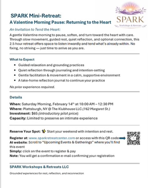 Limited spots available!! Treat yourself or bring a friend to a restorative mini retreat!! Don’t miss this opportunity!! You deserve it!!