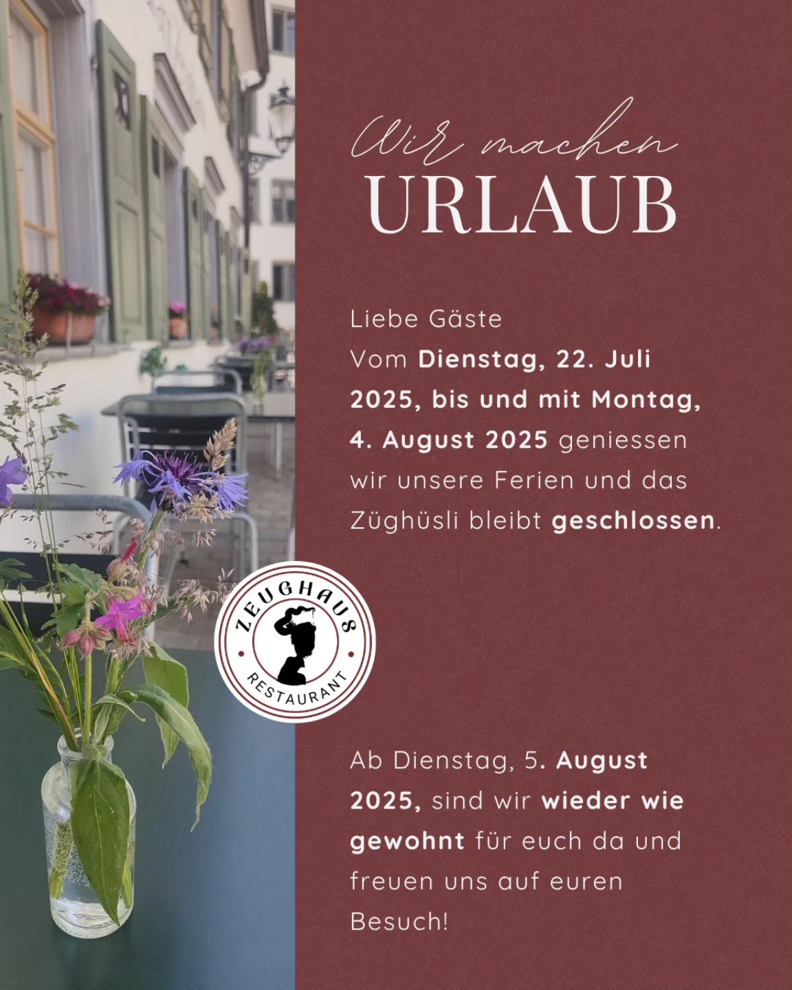 🏝️☀️
Wir sehen uns im August wieder! Und freuen uns darauf🫶