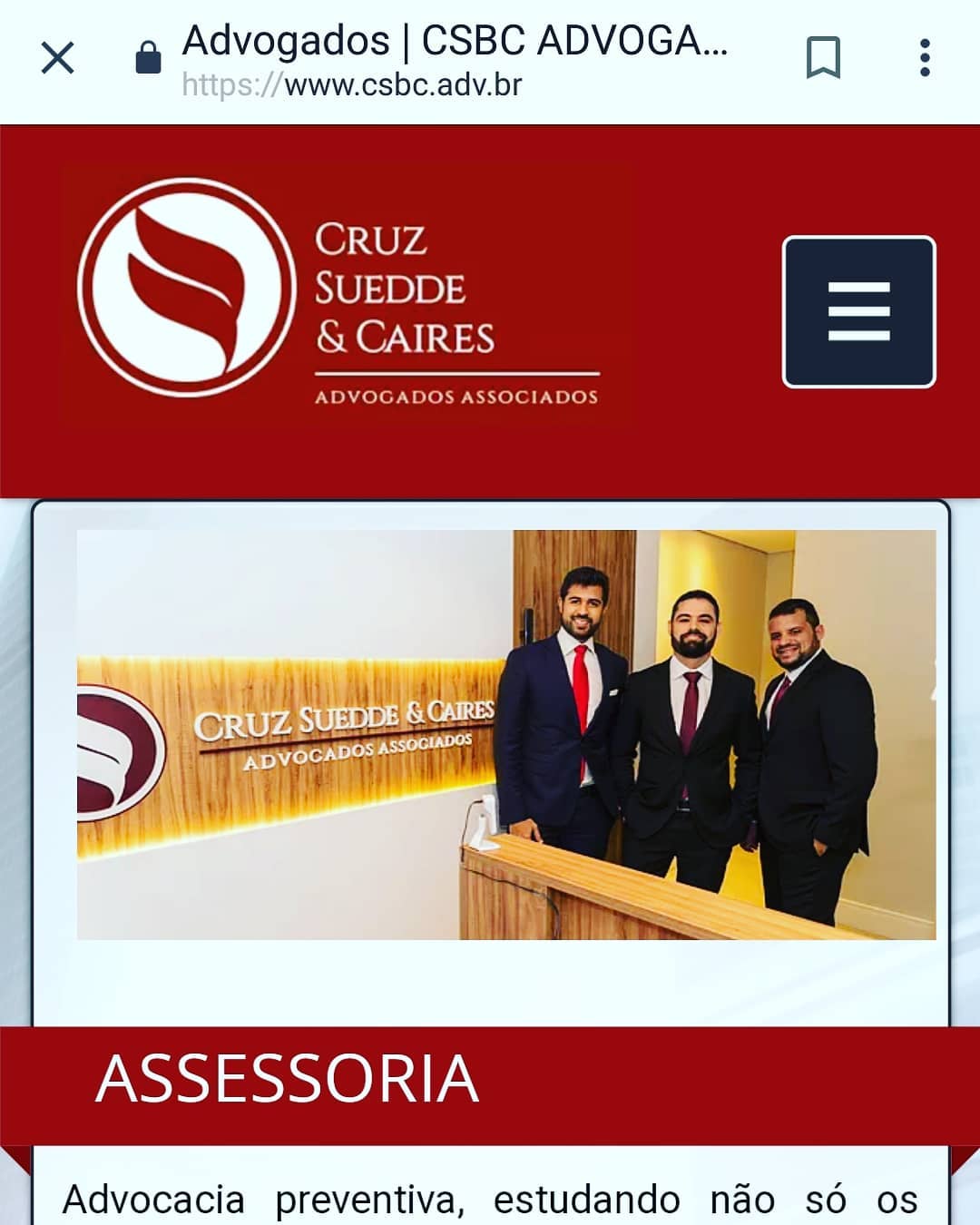 COMUNICADO - Site no ar.
O Cruz Suedde e Caires Advogados Associados informa aos cliente e colaboradores que, após atualização, o nosso site retornou a normalidade do seu funcionamento.
Essa plataforma, além de ser mais uma ferramenta para interação e divulgação da nossa marca, também será mais um canal de informações técnicas e comunicação com o escritório. #csbcadvogados #negocios #empresarial www.csbc.com.br / www.csbc.adv.br