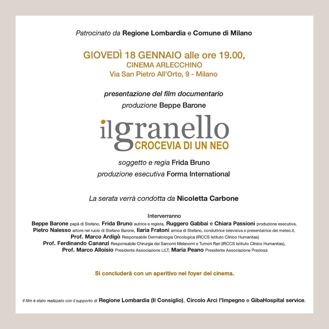 Vi aspettiamo! (ingresso gratuito) Prenotatevi il vostro posto a questo link
https://arlecchino.cinetecadimilano.18tickets.it/film/21907/04ee8ff2-f2ef-4c47-a81f-fa95006f897b
#documentario #film #melanoma #prevenzione #sanità #humanitas
#milano #cinemaarlecchino #associazionelilt #associazionepreziosa