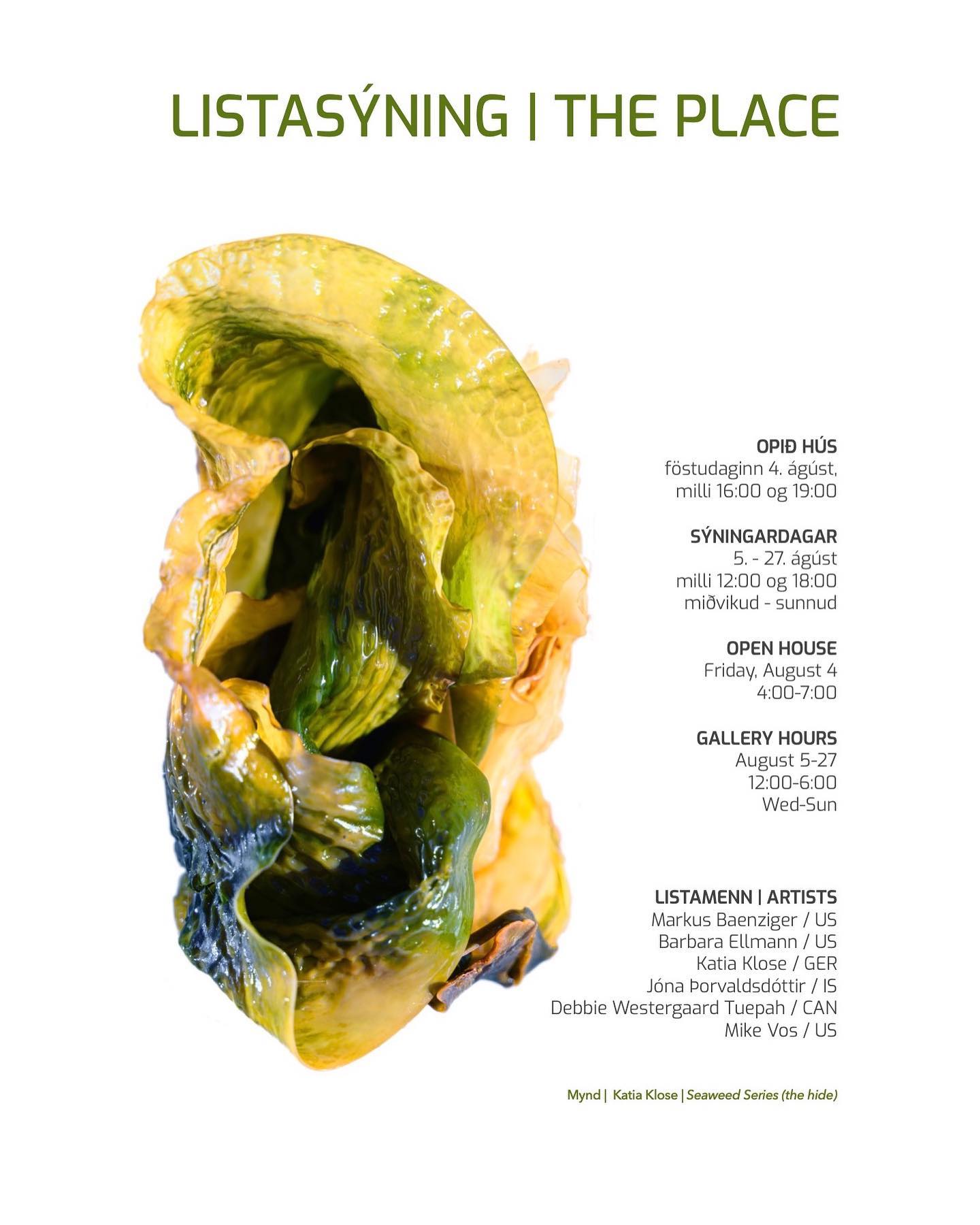 Sýningaropnun föstudaginn 4.ágúst á milli 16:00 og 19:00.
Opening reception at BAER ART CENTER on August 4th, between 16:00 and 19:00.
🌟☀️
www.baer.is