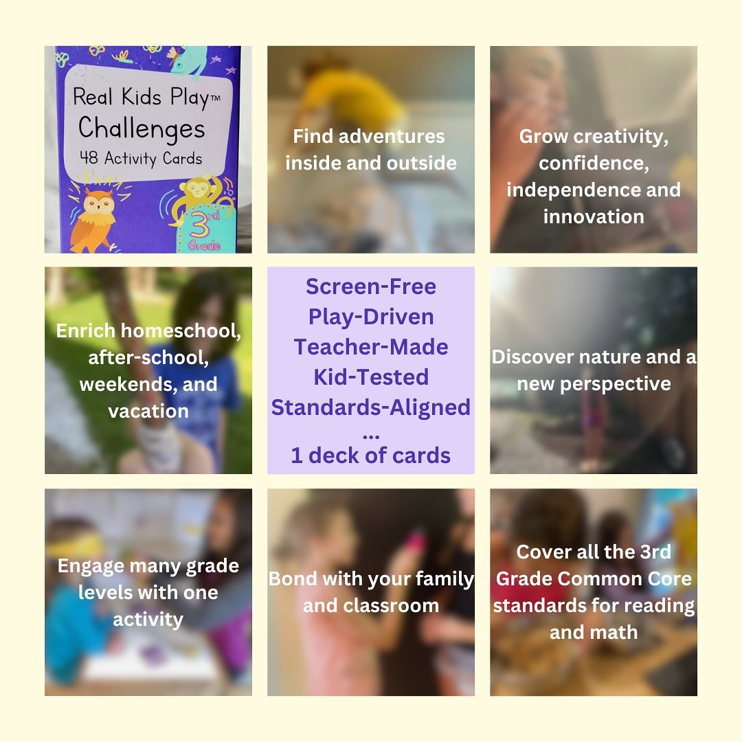 Looking for the perfect stocking stuffer? With our deck of cards you can…
Find #adventures #inside and #outside
#Grow #creativity #confidence #independence and #innovation
#Enrich #homeschool #afterschool #vacation and #weekends
#Discover #nature and a #newperspective
#Engage many #grade #levels with one #activity
#Bond with your #family and #classroom
#Cover all #3rdgrade #commoncore #standards for #Reading and #Math
… all while being #screenfreekids