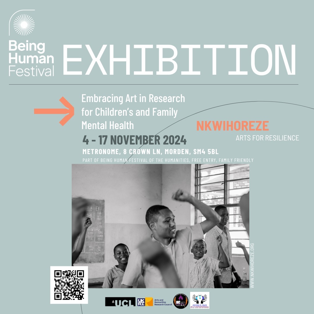 We are looking forward to sharing the work of the Nkwihoreze project team with the world! Our @ahrcpress funded project at @ioelondon will celebrate the work of our young facilitators on this project.
Please pop in and learn more about the value of humanities #research to society.
#nkwihorezeproject #artsforresilience #childrensmentalhealth #trauma #intergenerationaltrauma #childrensrights
#ucl #BeingHuman2024
Thanks to @ieva_bee at the
@bee_creative_art_hub and Tom @metronomelife for cooperation and support.