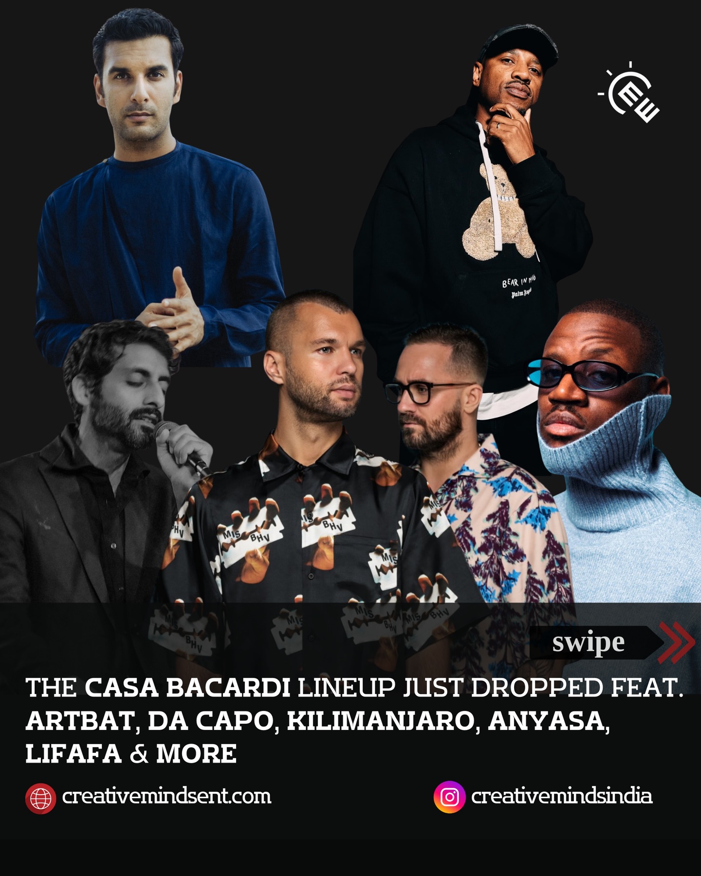Casa Bacardi’s full lineup for Goa is here and it’s massive!!
The two day festival features artists like Artbat, Kilimanjaro, Da Capo, Lifafa, Anyasa & many more.
7th & 8th Feb - W, Goa
Book your tickets on district.in
@casabacardiin @wmsonline Casa Bacardi’s full lineup for Goa is here and it’s massive!!
The two day festival features artists like Artbat, Kilimanjaro, Da Capo, Lifafa, Anyasa & many more.
7th & 8th Feb - W, Goa
Book your tickets on district.in
@casabacardiin @wmsonline