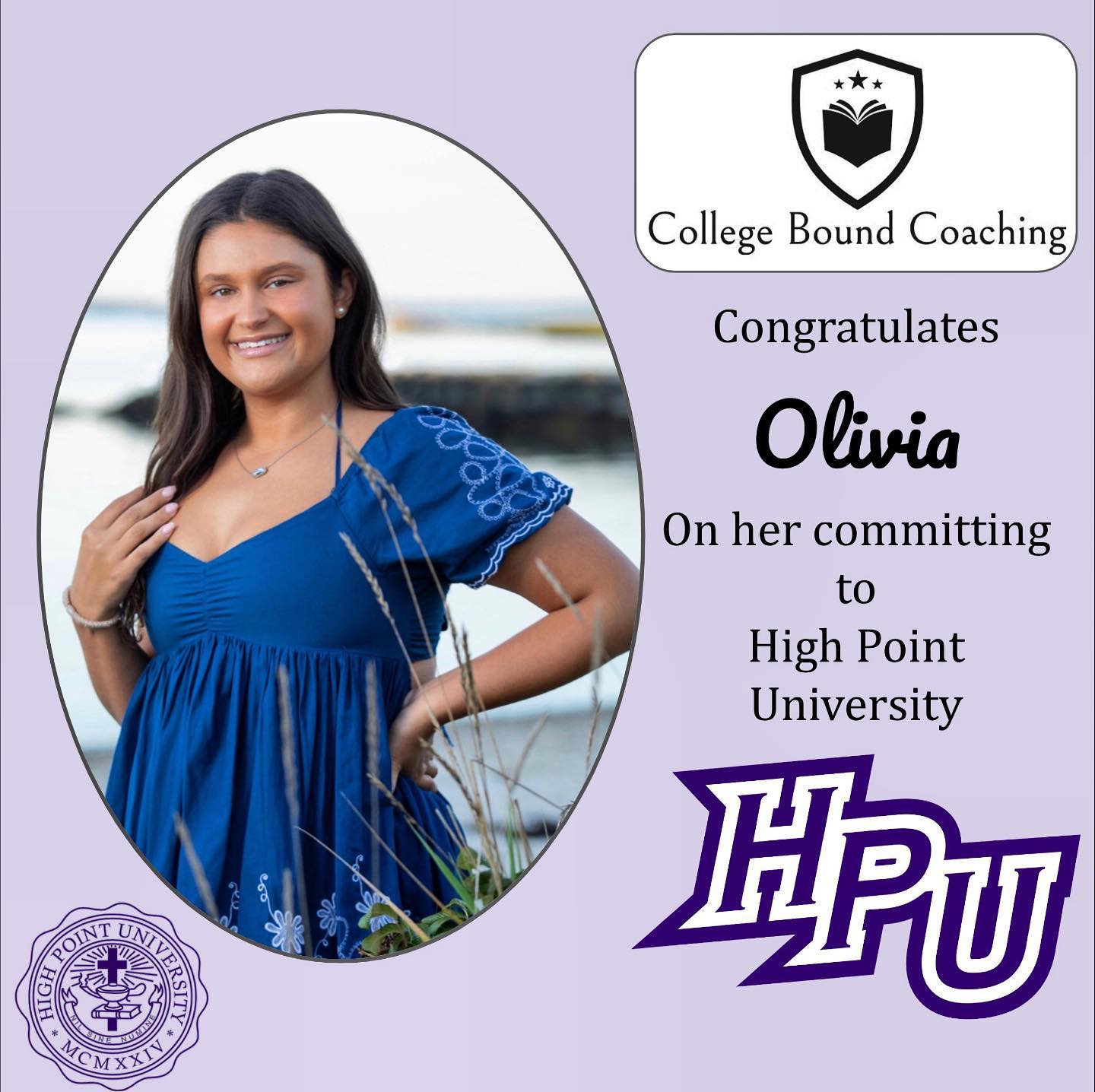 Wohoo! Congrats Olivia! 🎉🍾 Welcome to the @highpointu family! #collegeboundcoaching #collegeboundbyrebecca #collegeboundbybaharian #trustrebecca #cbcbybaharian #cbcbyrebecca #hpu2027 #highpointuniversity