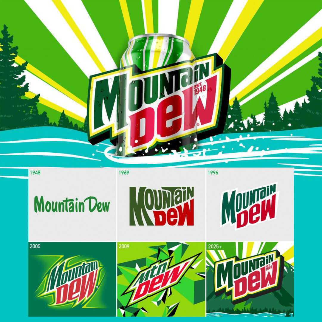 Mountain Dew's rebrand. That's a lot of colors... #mountaindew #logo #graphicdesign #rebrand