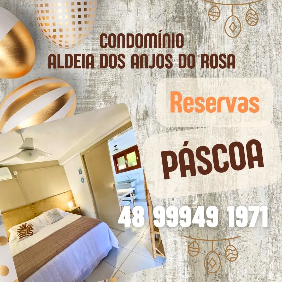 FERIADO de Páscoa chegando e a gente está como? Com vontade de pegar uma Praia do Rosa.
O Condomínio Aldeia dos Anjos do Rosa fica no Rosa Sul, a 300 metros do mar.
APÓS O FERIADO temos unidades disponíveis!
Entre em contato pelo whats!
48 99949 1971
Oferecemos Casas e Apartamentos completos com serviço de camareira, tv, wifi, estacionamento. Algumas unidades recebem até 6 pessoas, com churrasqueira, varanda e vista para o mar. *Depende da unidade.
Visite nosso site:
www.aldeiadosanjosdorosa.com.br
#aldeiadosanjosdorosa #pousadanapraiadorosa #praiadorosa #imbituba #pdr