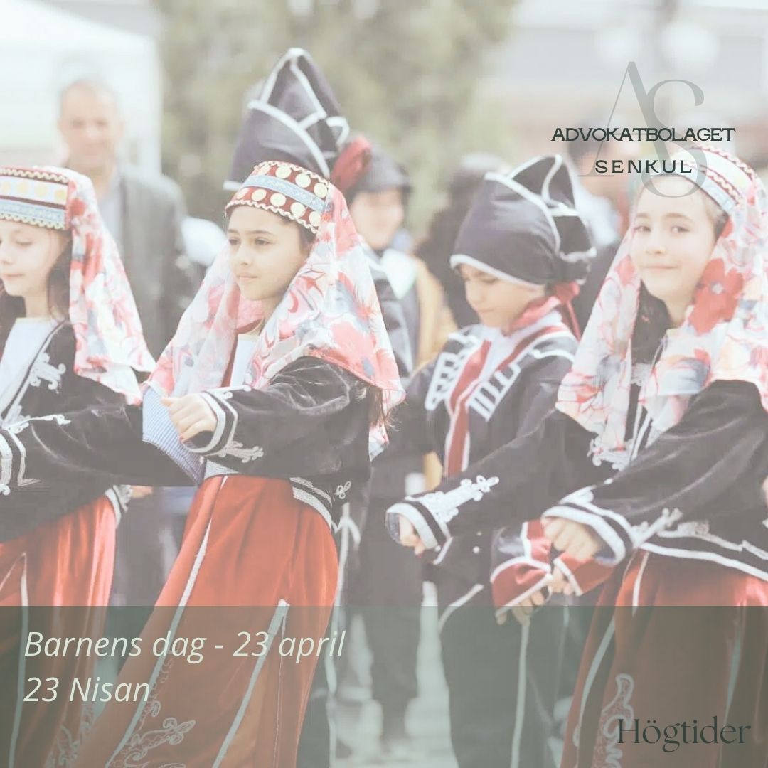 Den 23 april firas Barnens dag, kanske främst i upphovslandet Turkiet, men även i andra delar av världen.
Firandet av Barnens dag i Turkiet anses ha börjat den 23 april 1927 då en turkisk barnrättsorganisation startade en kampanj till förmån för behövande barn. Syftet var att samla in donationer från de mer välbeställda i samhället för att hjälpa föräldralösa barn. Tanken var också att skapa en glädjens dag för föräldralösa och på andra sätt särskilt utsatta barn, men även för mer privilegierade barn. Dagen var inte någon officiell helgdag, men firades ändå årligen. Det årliga firandet fortsatte under många år och 1981 blev den 23 april och Barnens dag en officiell helgdag i Turkiet.
Numera firas den 23 april som Barnens dag med festligheter för barn från hela världen. Bland annat brukar uppvisningar av olika folkdanser ingå i firandet.
Dagen uppmärksammas även här i Sverige och det brukar arrangeras ett årligt firande i Kungsträdgården i Stockholm.
Vi arbetar ständigt med barns bästa i fokus och vill med det här inlägget ägna en extra tanke åt världens alla barn, både inom och utanför Sveriges gränser.
¤
¤
¤
#advokatsenkul #advokat #biträdandejurist #jurist #målsägandebiträde #ombud #barnrätt #familjerätt #socialrätt #barn #familj #syskon #föräldrar #mamma #pappa #brottmotbarn #vårdnad #umgänge #boende #lvu #omhändertagande #stockholm #sverige