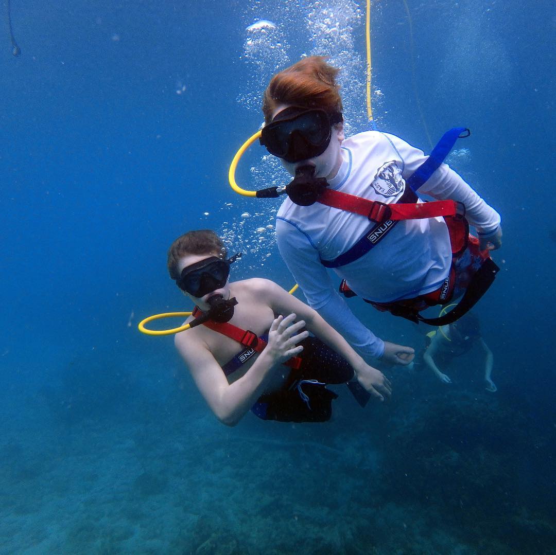Brothers, SNUBA diving on St John. #familygoals #familyfun #caribbean #vacation #usvi #stjohn #gobeyond #snorkeling