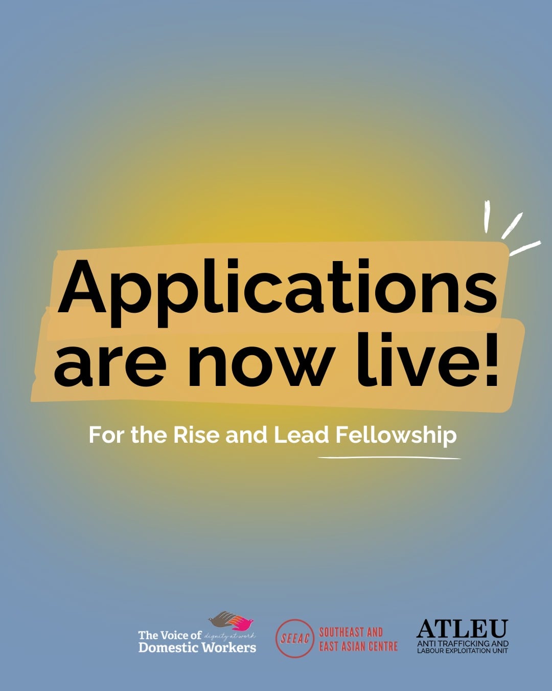 ✨ Applications Are Now Open! ✨
We’re happy to share that the Rise & Lead Fellowship application form is officially live! 🚀
Take the first step and apply here:
👉https://www.rfr.bz/fbf9198
⏰ Deadline: Applications close Monday, 16 February at 5:00 PM — don’t miss this opportunity to rise, lead, and make an impact!
https://www.rfr.bz/i8d95b6