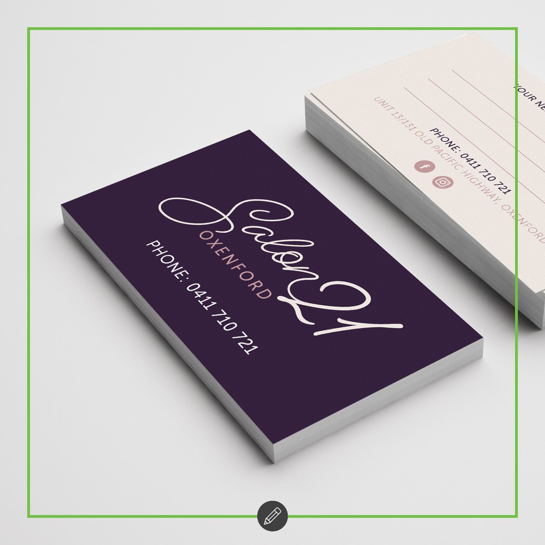 Great to see Salon 21 Oxenford new logo and identity rolling out. Business cards looking smart thanks to CMYKhub QLD
#newlogo #newidentity #businesscards #printsnotdead
