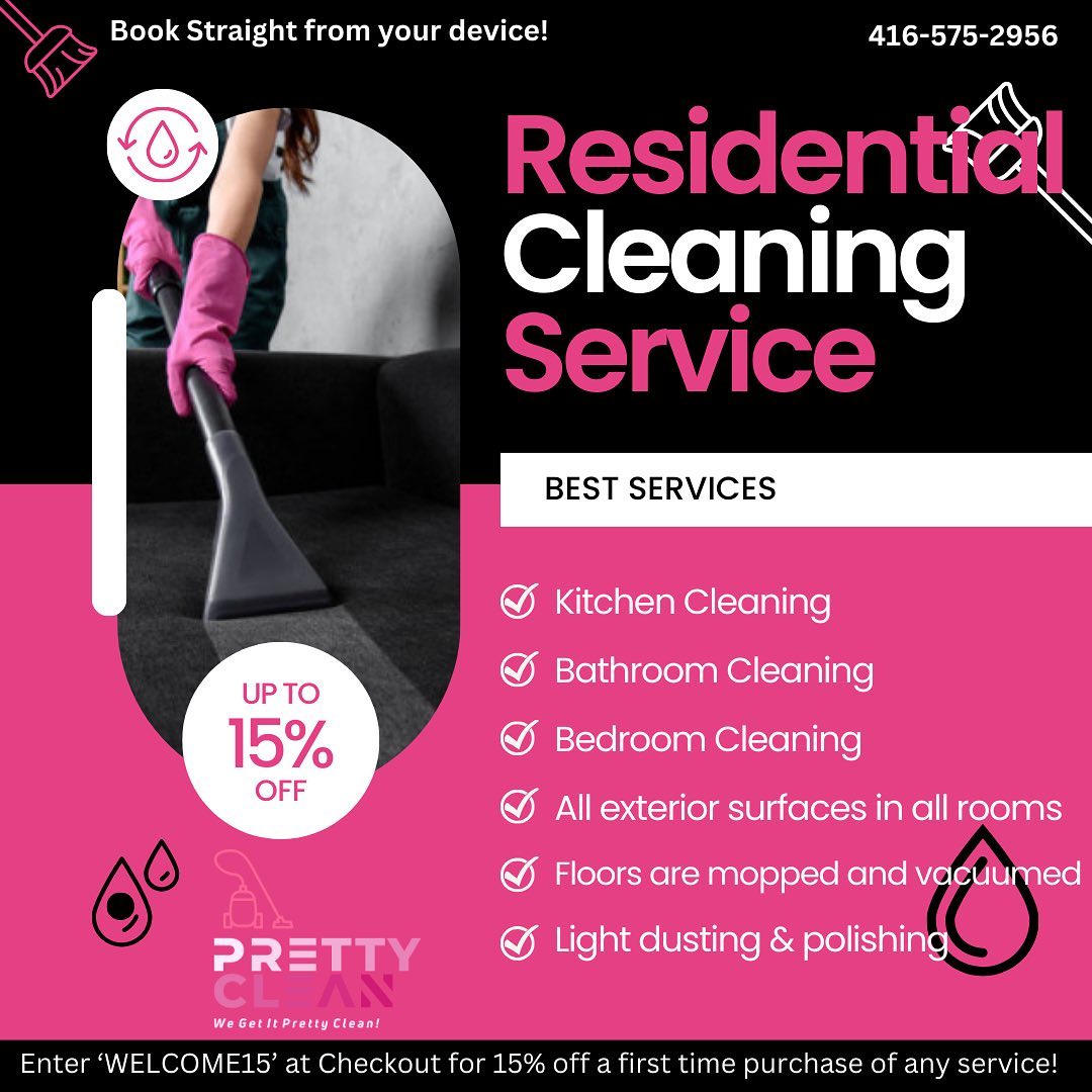 ✨ Transform Your Home Into a Sanctuary of Cleanliness! 🏡✨ #TorontoCleaners #HomeBliss
Say goodbye to dust bunnies and hello to a home that sparkles! ✨ At PRETTY CLEAN, we're on a mission to make your living space a haven of cleanliness and comfort. Dive into the joy of a freshly cleaned home with our Residential Cleaning Services. 🧹🌈
🌟 What We Offer:
1. Tailored Cleaning Packages:
Choose a package that suits your needs, whether it's a deep clean, regular maintenance, or a move-in/move-out service.
2. Experienced Cleaning Team:
Our dedicated team of cleaning professionals brings expertise and a keen eye for detail to every corner of your home.
3. Affordable Luxury:
Enjoy the luxury of a clean home without breaking the bank. Our pricing is designed to be as refreshing as our cleaning services.
4. Book with Ease:
Seamless booking is just a click away! Visit prettycleantoronto.com, pick your preferred package, and schedule your cleaning online.
5. Customer-Centric Service:
Your satisfaction is our priority. We go above and beyond to ensure your home is not just clean but a reflection of comfort and joy.
🏡 Today's Spotlight: Living Room Bliss!
See our last post to witness the magic unfold as our team transforms a living room into a haven of cleanliness and tranquility.
💫 Book Now and Save!
Ready to experience the joy of a clean home? Book today and enjoy an exclusive Instagram discount. Use code "WELCOME15" at checkout.
📲 How to Book:
Visit prettycleantoronto.com
DM us for more info
Call/Text: 415-575-2956
Email: connect@prettycleantoronto.com
Let's make your home the clean retreat you deserve. Book with PRETTY CLEAN TORONTO and discover the bliss of a pristine living space! ✨🚀 #HomeBliss #CleanLiving #TorontoHomes #torontocleaning #torontocleaningservice #mississaugacleaning