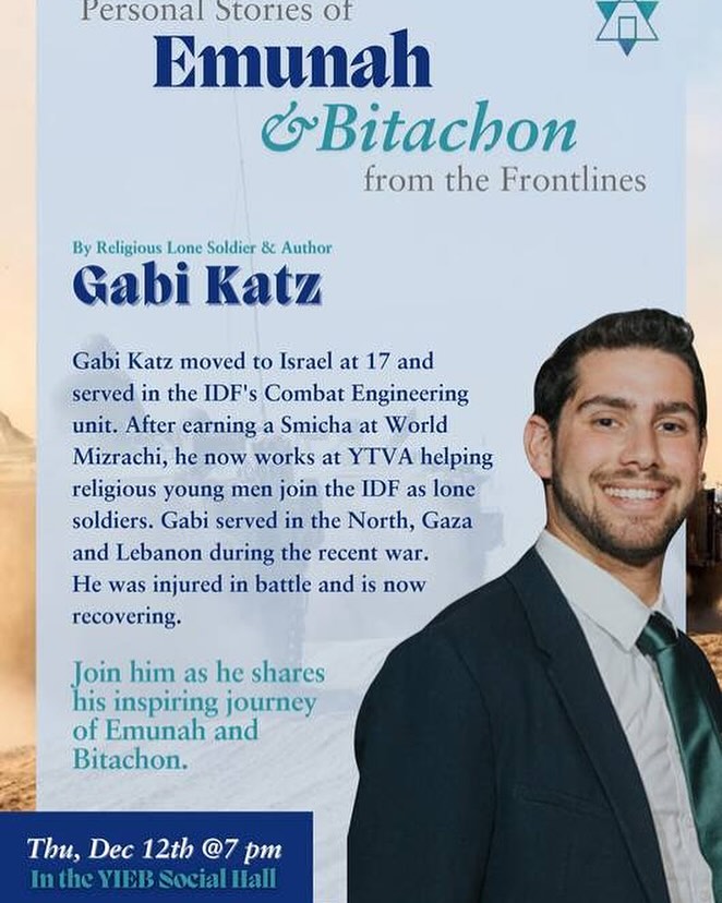 Looking forward to sharing my story at Young Israel of East Brunswick this Thursday, December 12th - 7:00pm