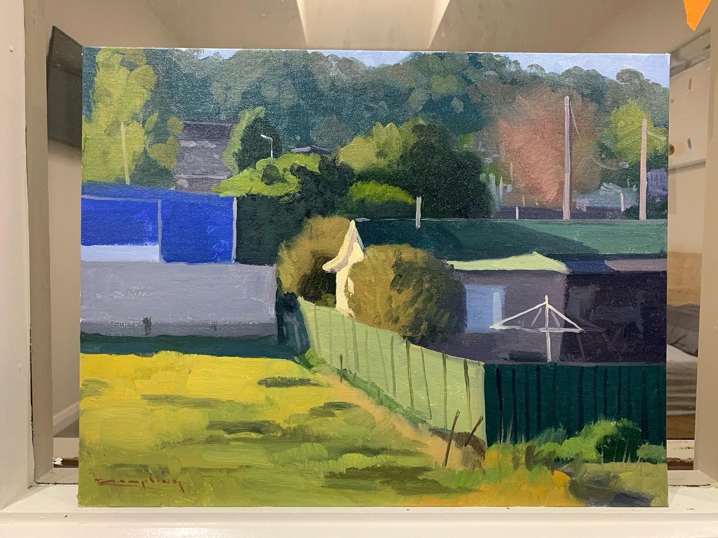 Over the fence #suburbanart #oilpainting #classicalart #oilpainter #traditionalart