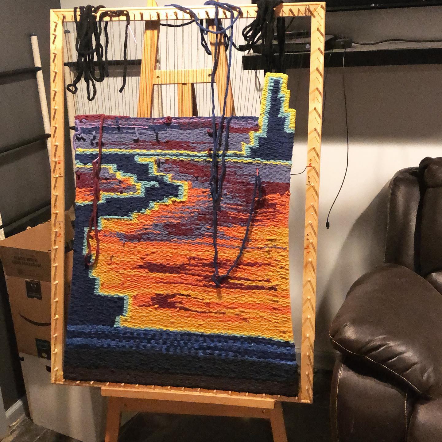 Where it’s going
#tapestryweaving #bernatblanketyarn @michaelsstores @joann_stores @spinriteyarnfactoryoutlet #handmade #almostdone #creativity