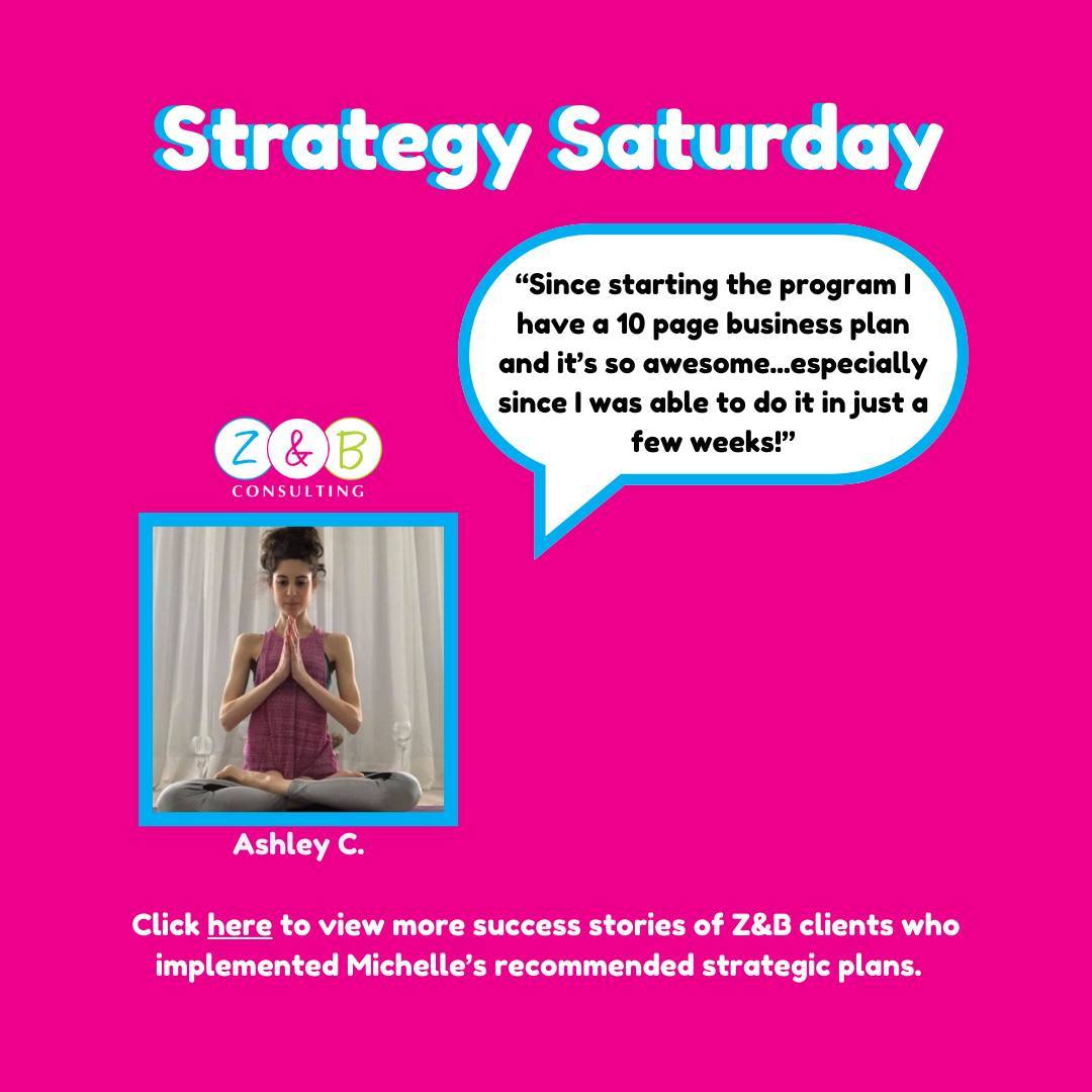 Meet our awesome client, Ashley 🌟, whose life and business transformed after consulting Michelle Smith!
With Michelle's helpful planning advice, Ashley is now on the path to success 🚀💪.
Contact support@zandbconsulting.com for help with your business!
#StrategySaturday