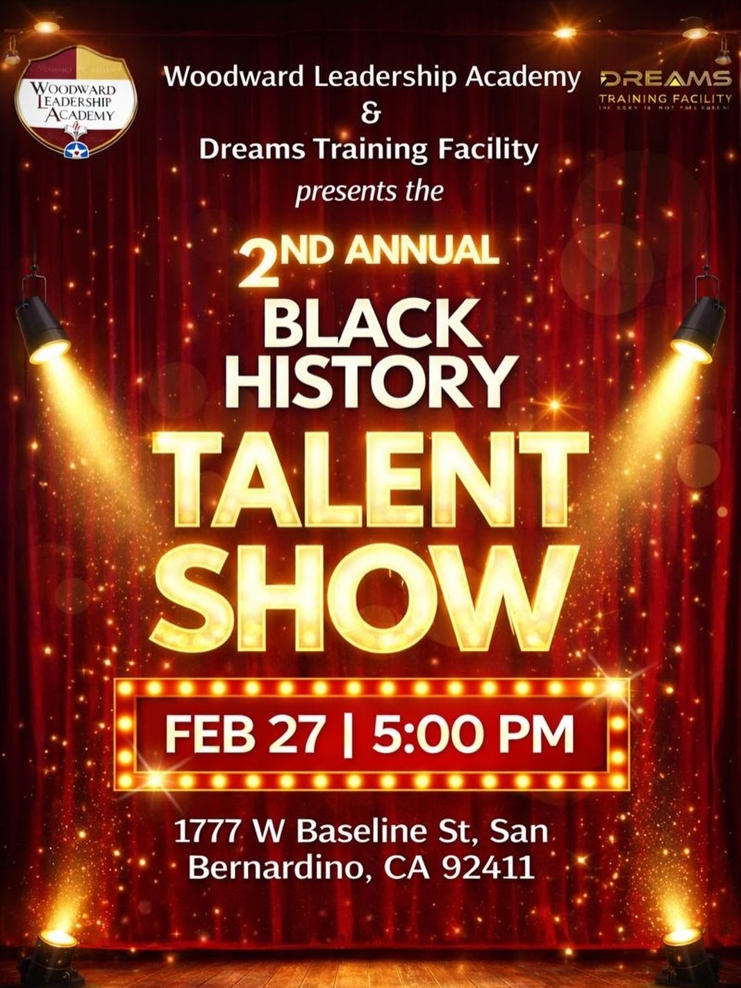 Peace Dreamers,
The Dreams Talent Showcase is back again for a 2nd year in partnership with @woodwardleadershipacademy! Huge shoutout to The African American Fund of Orange County for sponsoring the show. Check out our stories this month as the Young Dreamers prepare to take the stage on February 27th!
Black History will be celebrated & an amazing time will be had!
If you are interested in us bring a Talent Showcase to your school shoot us a DM!
Keep Dreaming,