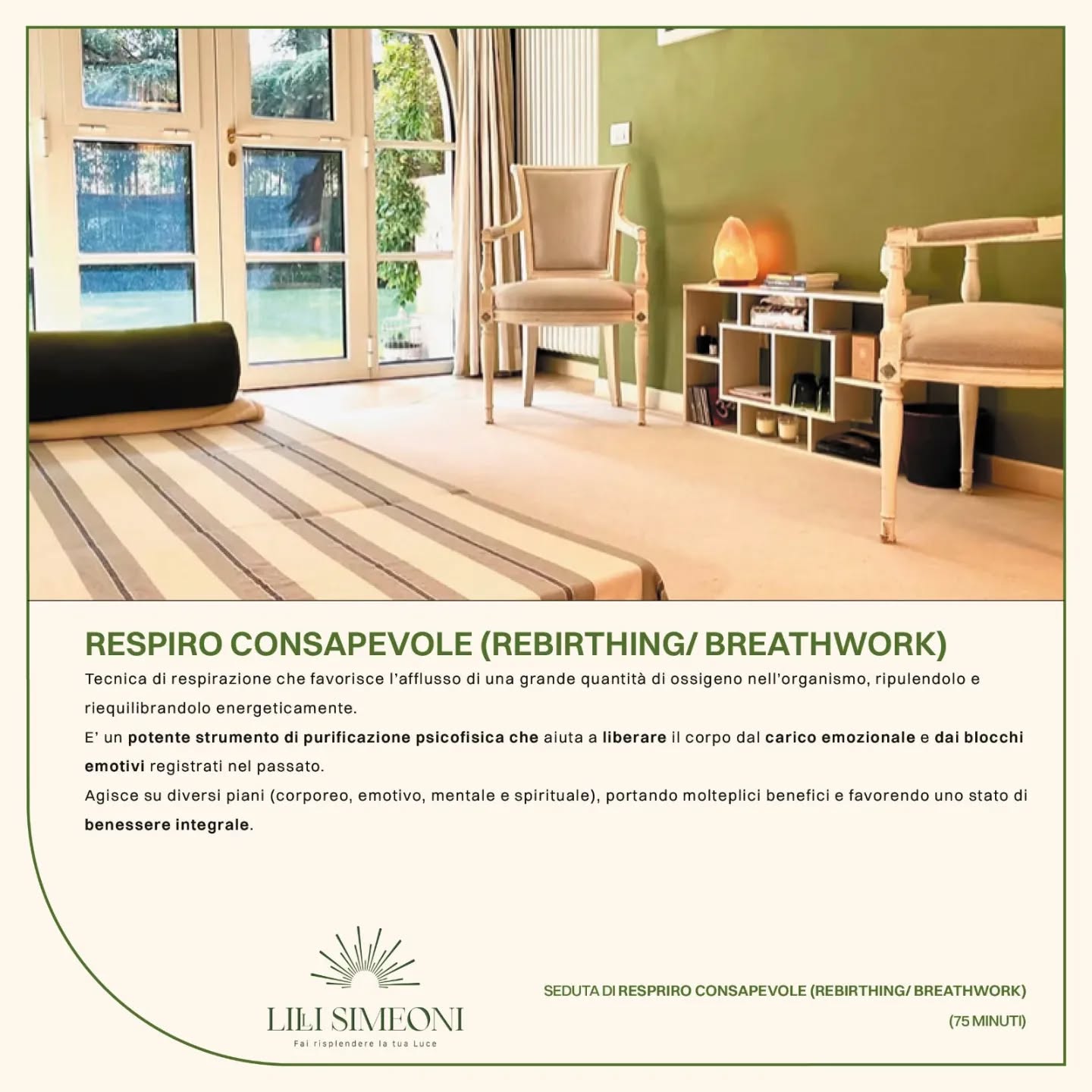 Il Respiro Consapevole Circolare e Connesso è una tecnica di respirazione che favorisce l’afflusso di una grande quantità di ossigeno nell’organismo, RIPULENDOLO e RIEQUILIBRANDOLO ENERGETICAMENTE.
E’ un potente strumento di PURIFICAZIONE PSICOFISICA che LIBERA il corpo dal CARICO EMOZIONALE e dai BLOCCHI EMOTIVI registrati nel passato.
Agisce su diversi piani (corporeo, emotivo, mentale e spirituale), portando ad uno stato di BENESSERE INTEGRALE.
Se hai voglia di saperne qualcosa in più vieni a vedere il mio sito www.lospazioperte.it
#therapy #therapist #counseling #counselorolistico #mentalhealth #traumarecovery #mentalhealthawareness #privatepractice #terapeutaholistico #salutebenessere #accessbars #accessconsciousness #cambiamento #coachingonline #benessereolistico #holistichealer #holisticwellness #olistico #trainingolisticototale #holisticapproch #holisticcoach #verona #italy #veronacity #veronaitaly